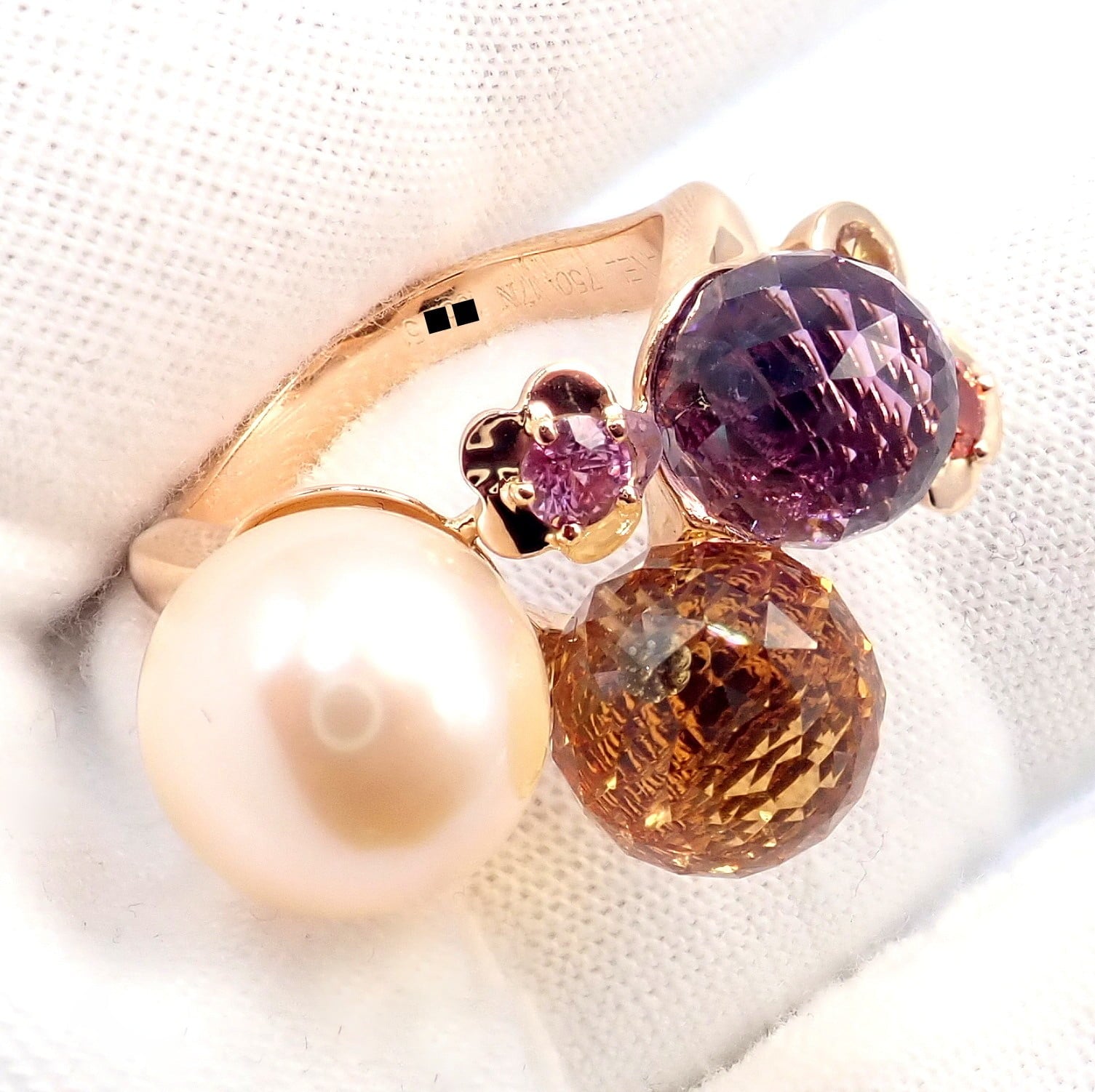 CHANEL Jewelry & Watches:Fine Jewelry:Rings Chanel Mademoiselle 18k Rose Gold Diamond Amethyst Citrine Ring sz 5.75
