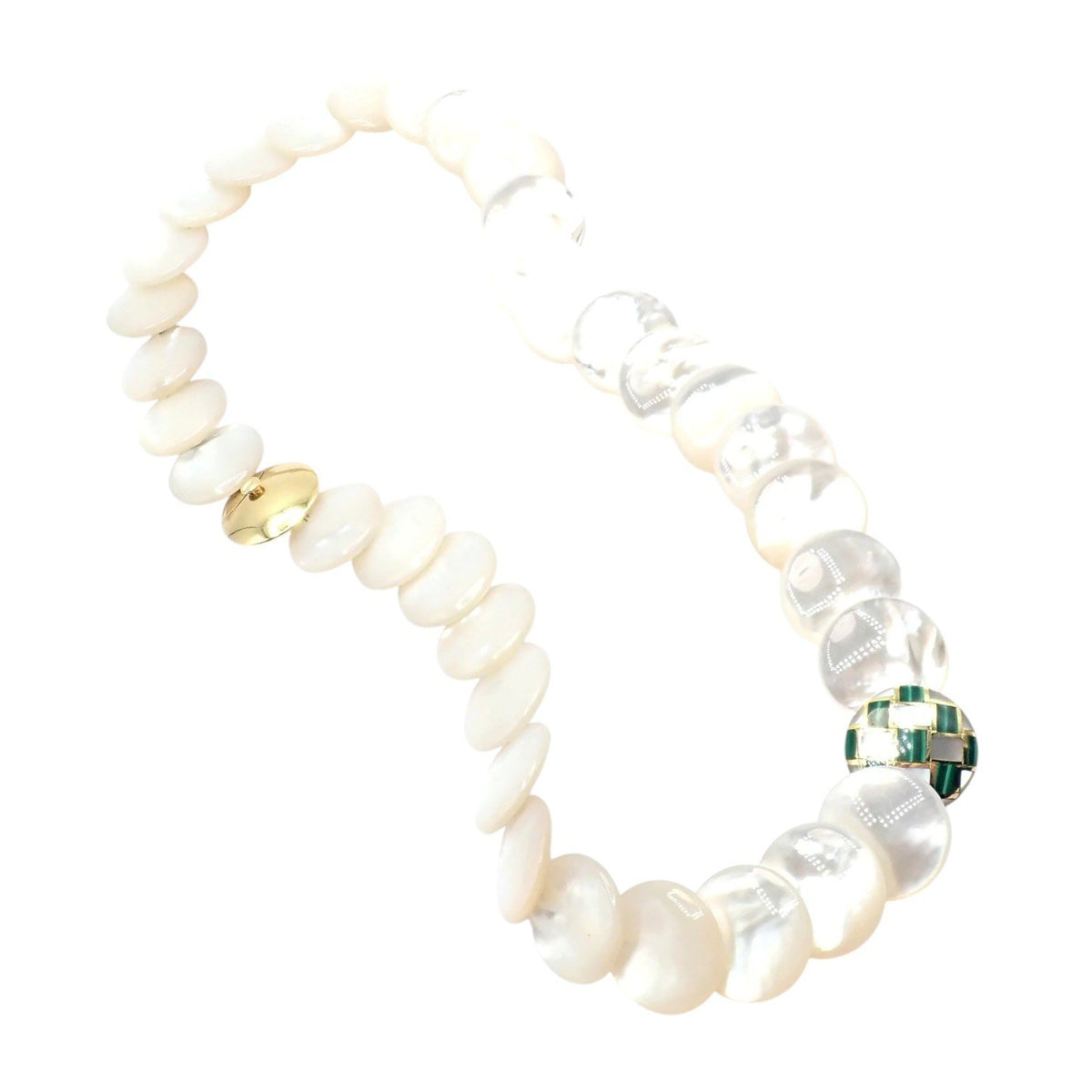Tiffany & Co. Jewelry & Watches:Fine Jewelry:Necklaces & Pendants Tiffany & Co Cummings 18k Yellow Gold Mother Of Pearl Malachite Inlaid Necklace