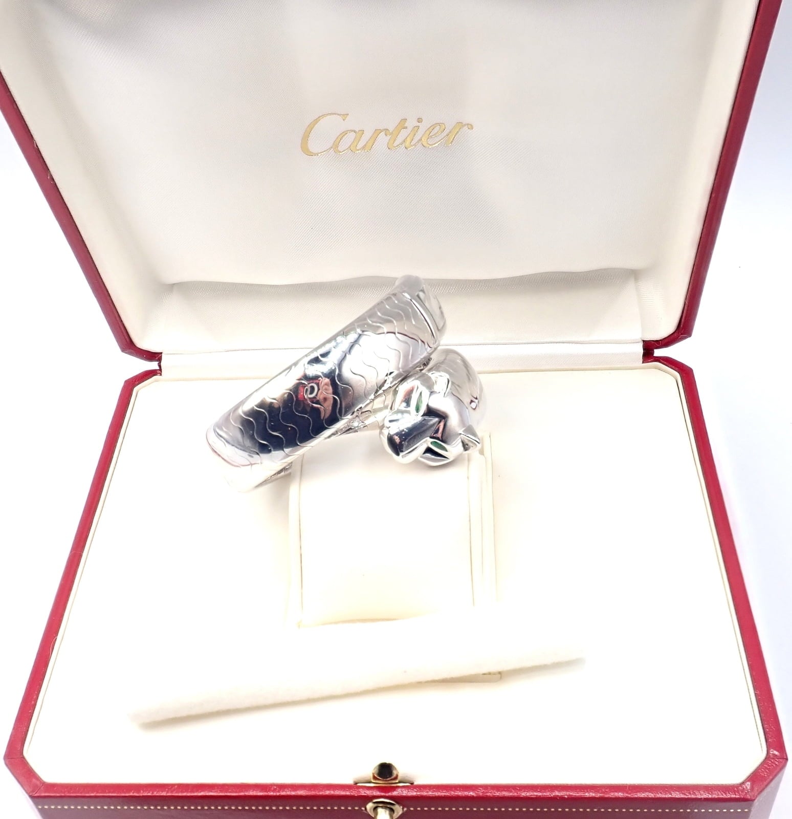 Cartier Jewelry & Watches:Watches, Parts & Accessories:Watches:Wristwatches Cartier Panther Panthere 18k White Gold Lakarda Bangle Bracelet Watch Paper