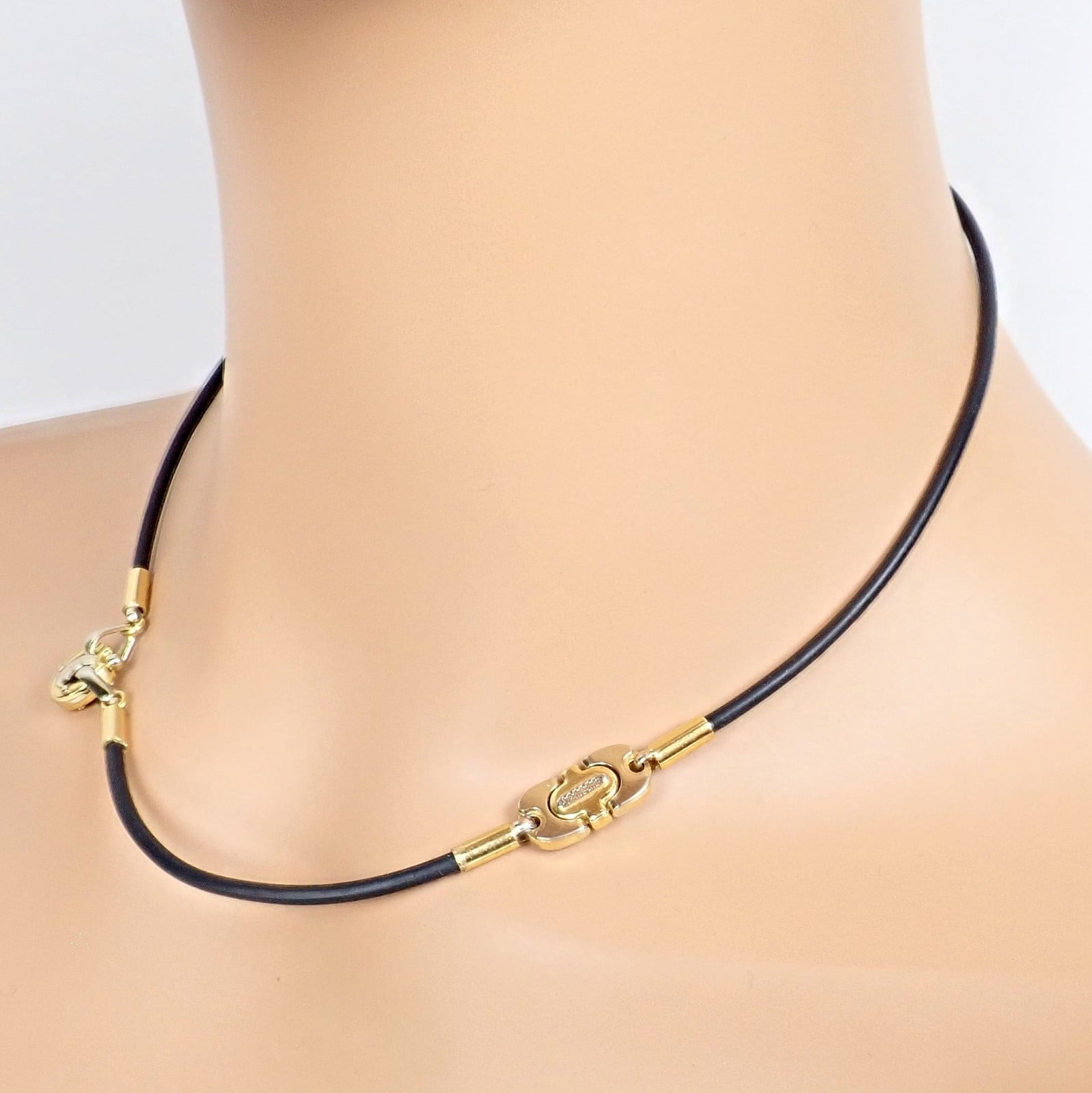 Authentic! Baraka 18k Yellow + White Gold Rubber Wrap Necklace 17" | Fortrove