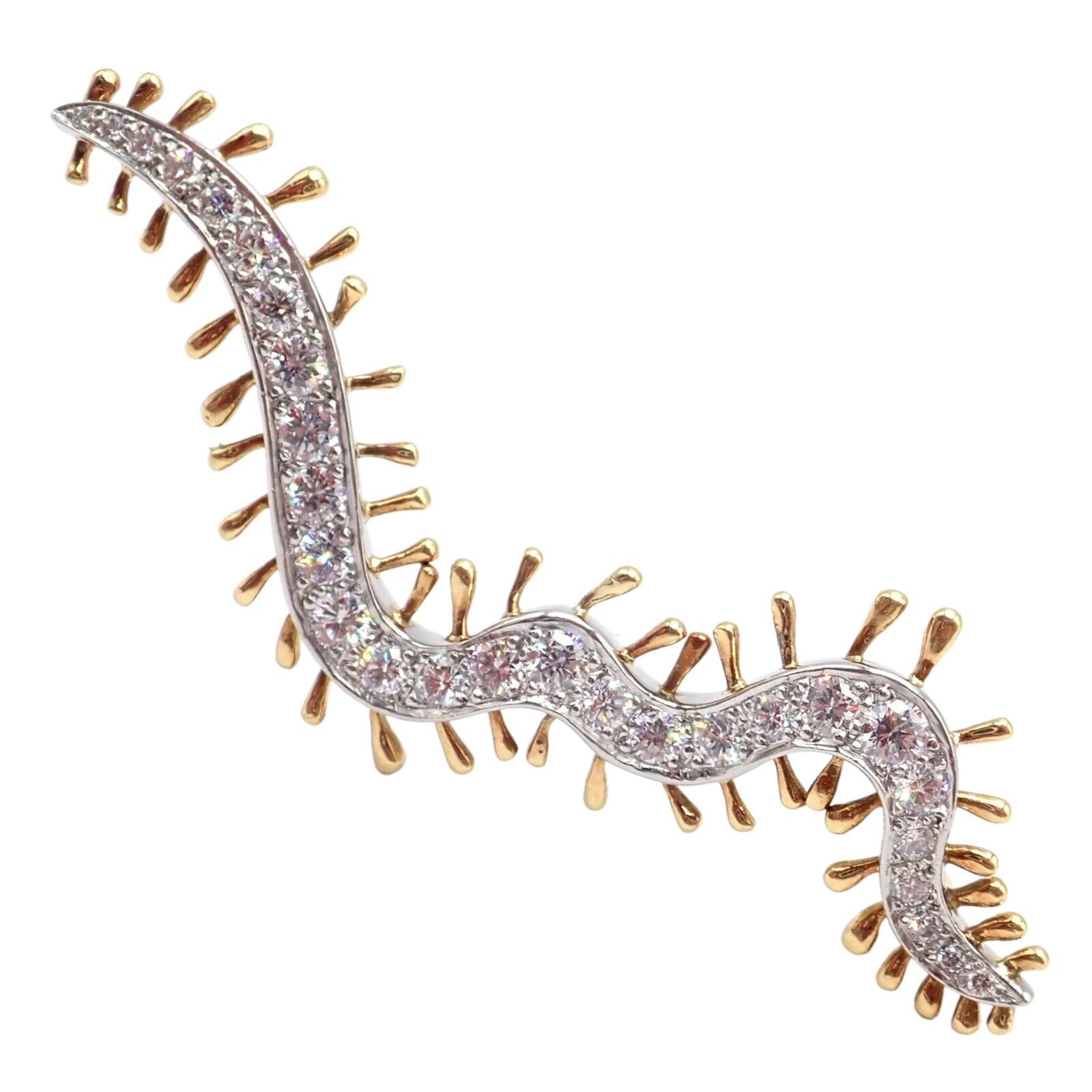 Vintage Tiffany & Co. Platinum 18k Yellow Gold Diamond Centipede Pin Brooch 1988 | Fortrove