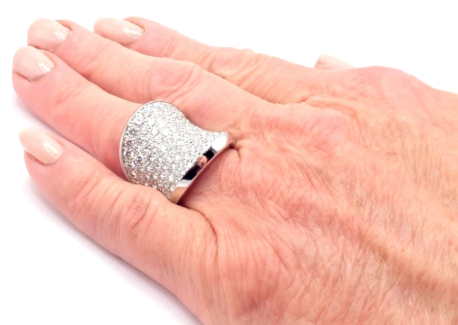 Cartier Jewelry & Watches:Fine Jewelry:Rings Authentic! Cartier Chalice 18k White Gold Diamond Large Ring Paper