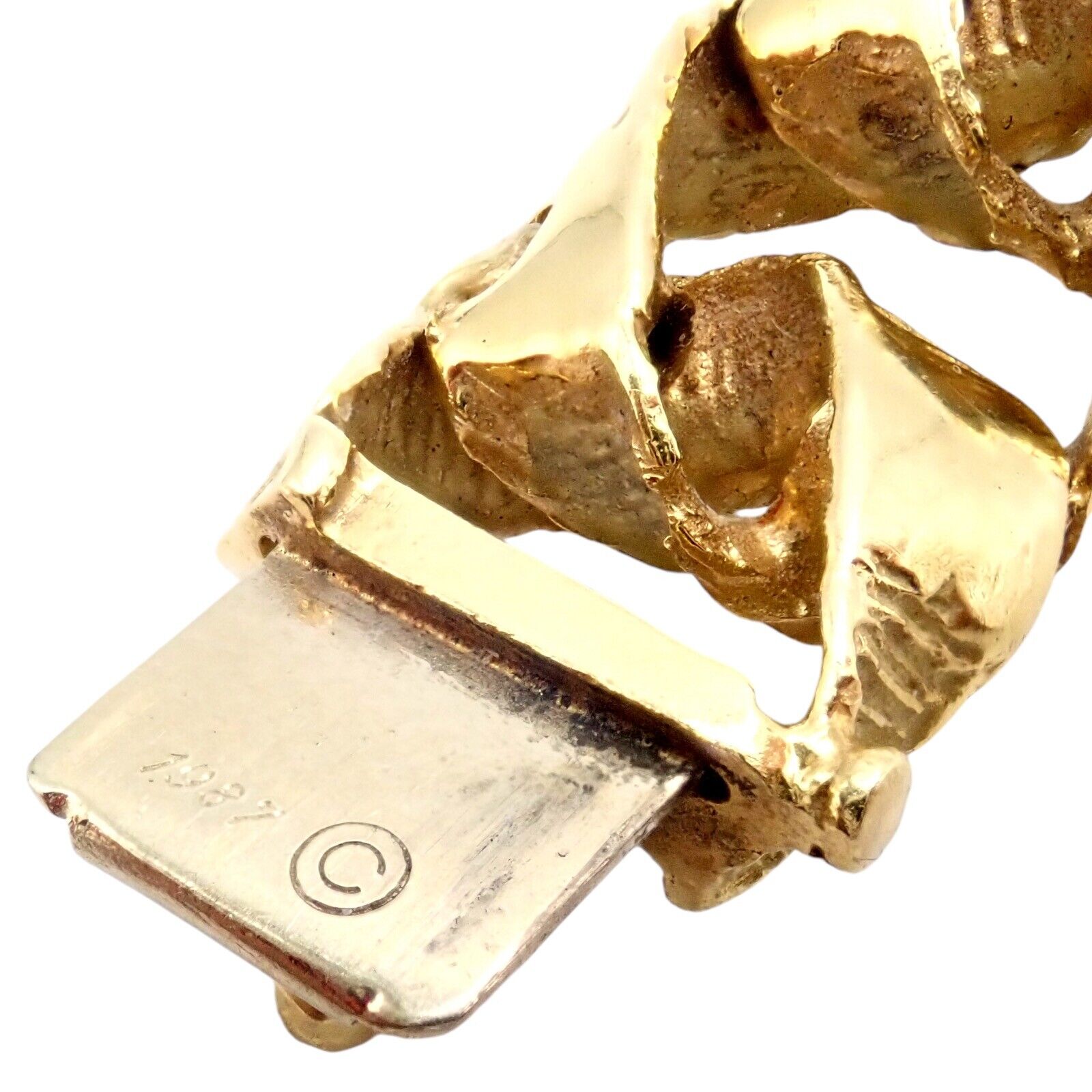 Authentic! Vintage Tiffany & Co 18k Yellow Gold France Ribbon Curb Bracelet 1987 | Fortrove