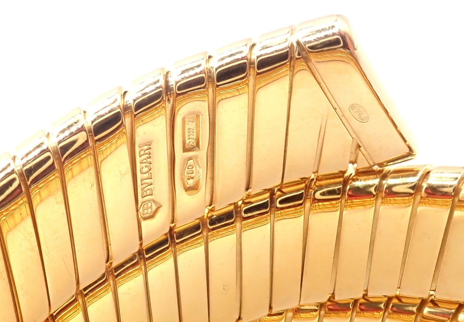 Authentic! Bulgari 18k Yellow Gold Tubogas Serpent Snake Bracelet Watch | Fortrove