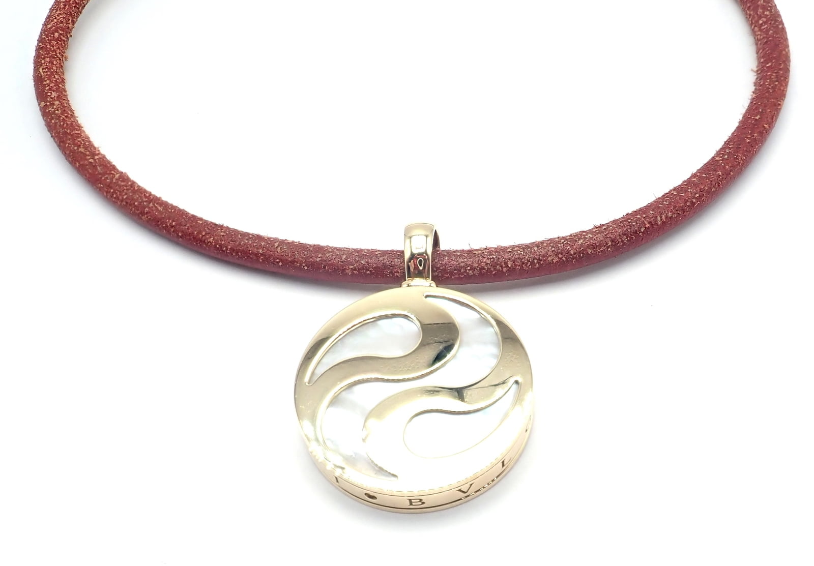 Bulgari Jewelry & Watches:Fine Jewelry:Necklaces & Pendants Bvlgari Bulgari Optical Illusion 18K Gold Steel Spinning MOP Pendant Necklace
