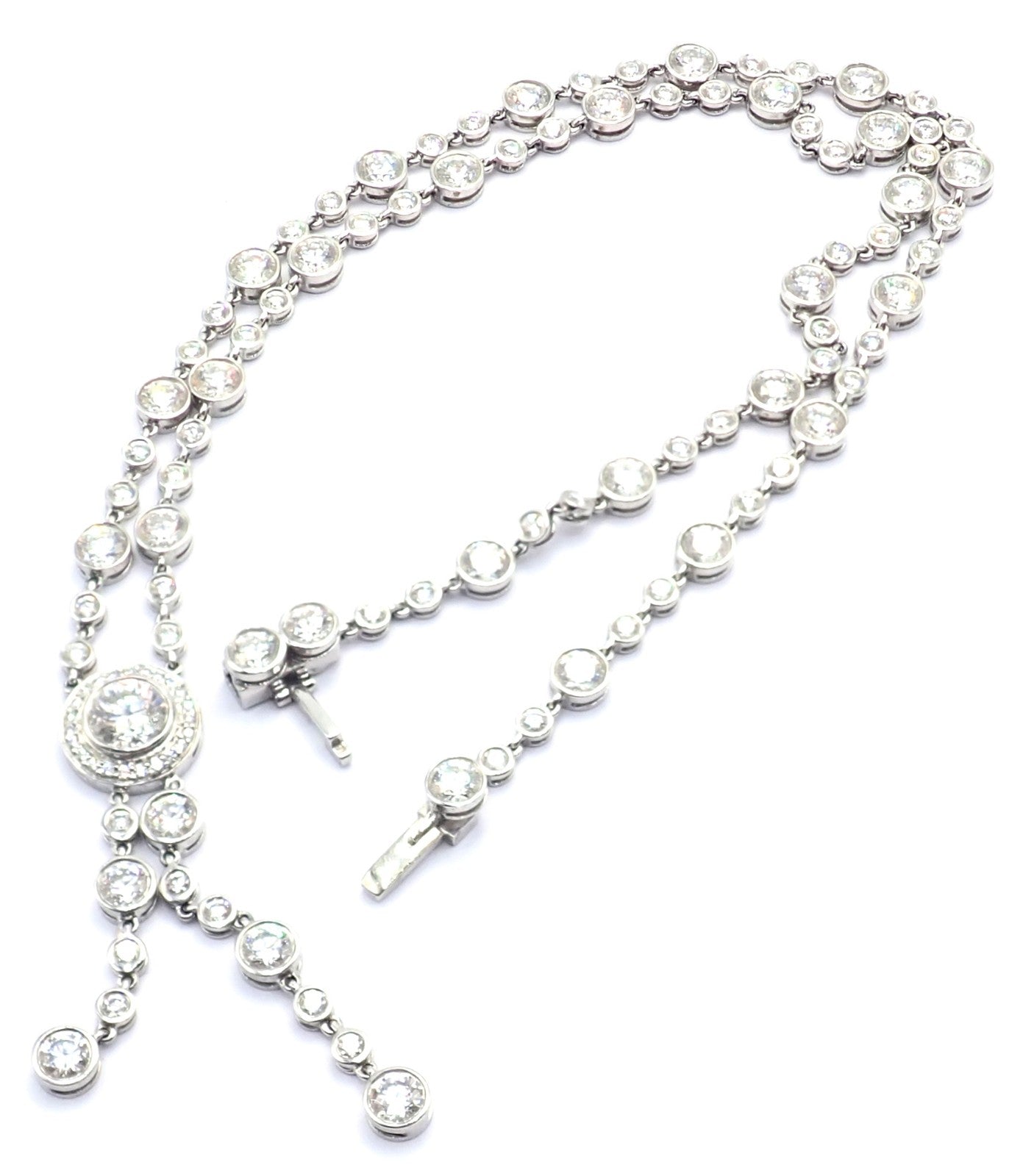 Tiffany & Co Jazz Platinum 8.75ct Diamond Lariat Drop Necklace | Fortrove