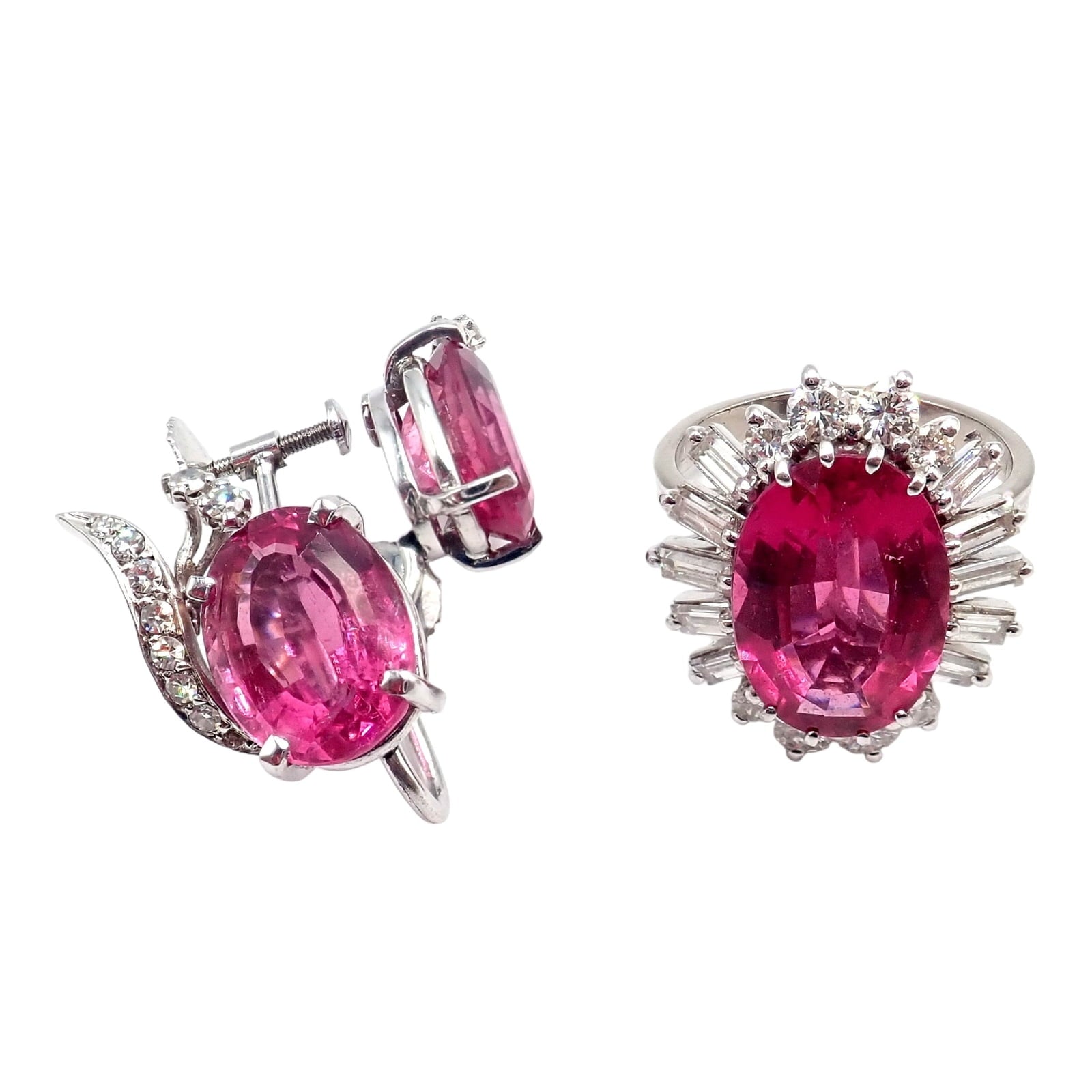 H. Stern Jewelry & Watches:Fine Jewelry:Jewelry Sets Authentic! H. Stern 18k White Gold Diamond Pink Tourmaline Ring + Earrings Set