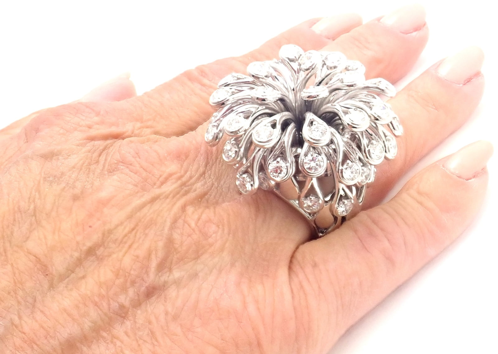 Dior Jewelry & Watches:Fine Jewelry:Rings Authentic! Christian Dior 18k White Gold 6.5ct Diamond Large Flower Ring