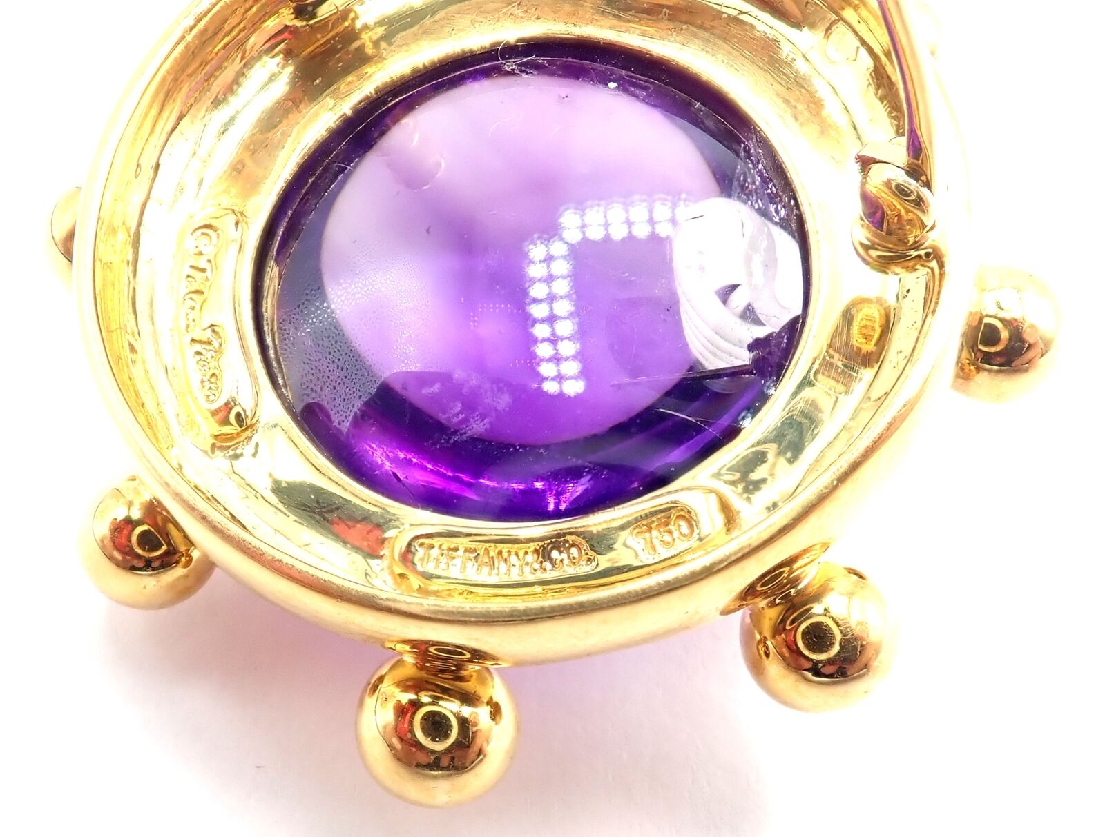 Authentic! Tiffany & Co Paloma Picasso 18k Yellow Gold Large Amethyst Pin Brooch | Fortrove