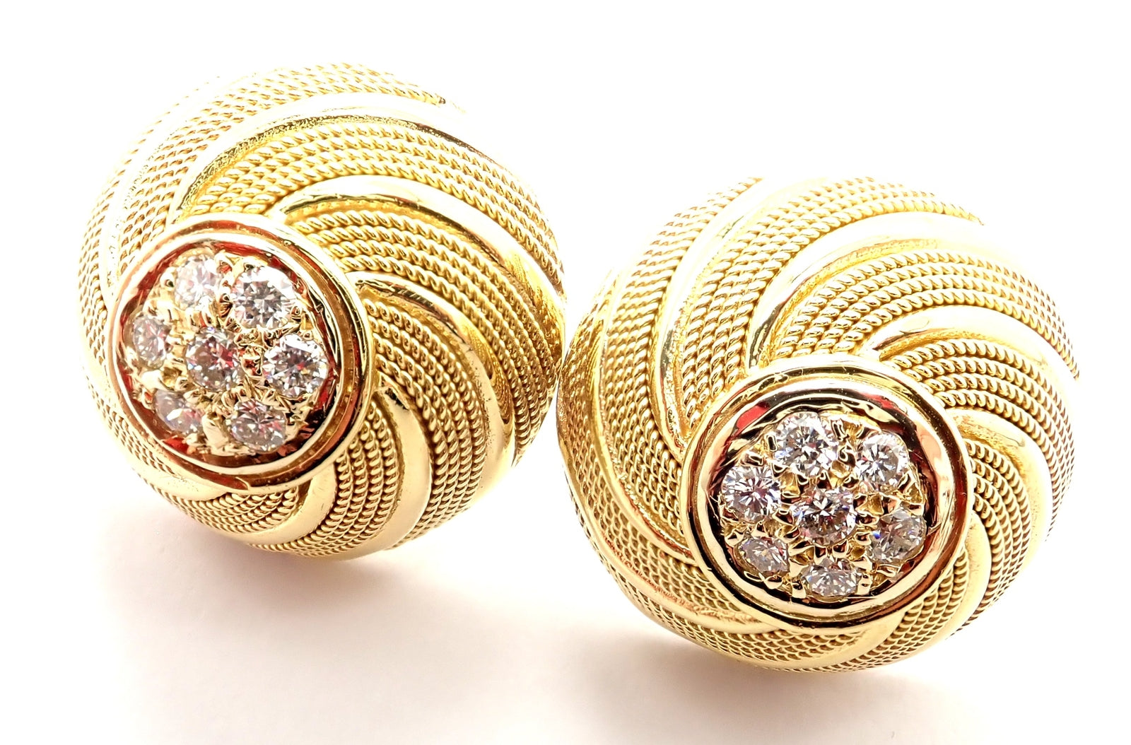 Rare! Authentic Tiffany & Co 18k Yellow Gold Diamond Earrings | Fortrove