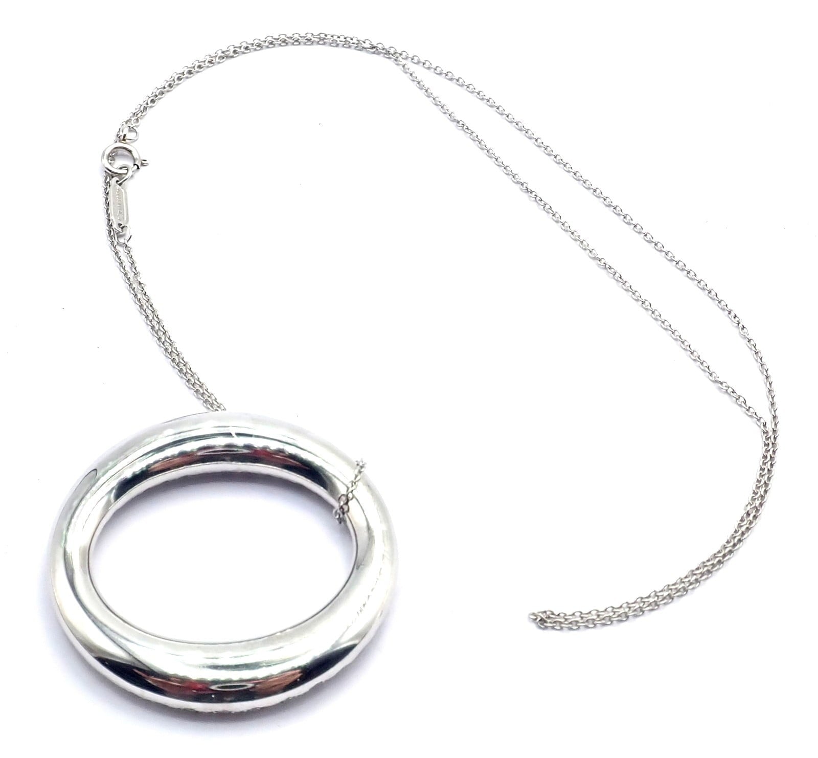 Tiffany & Co. Jewelry & Watches:Fine Jewelry:Necklaces & Pendants Tiffany & Co Peretti Platinum Diamond Large 35mm Sevillana Pendant Necklace