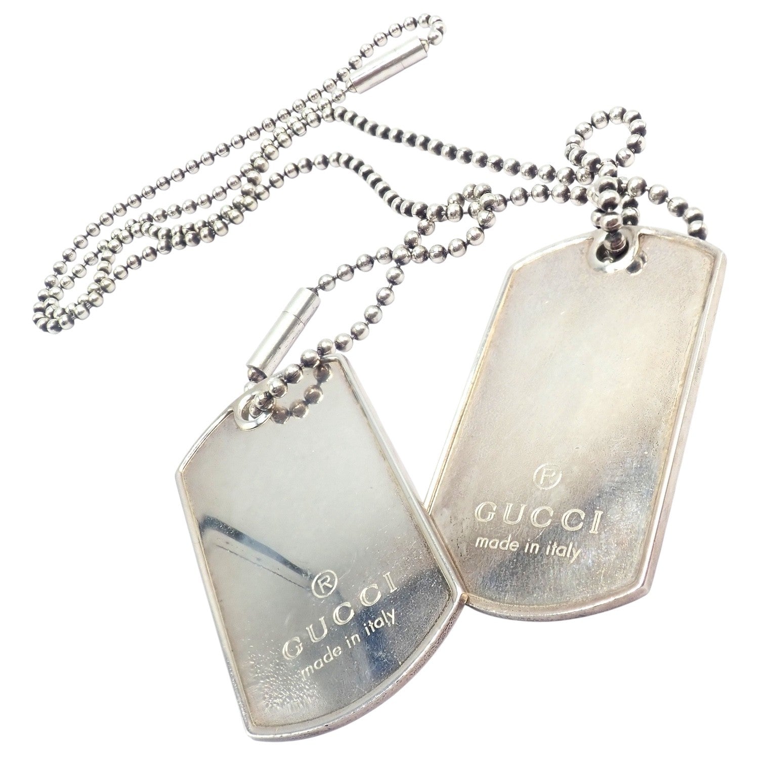 Authentic! Gucci Sterling Silver Double Dog Tag Necklace | Fortrove