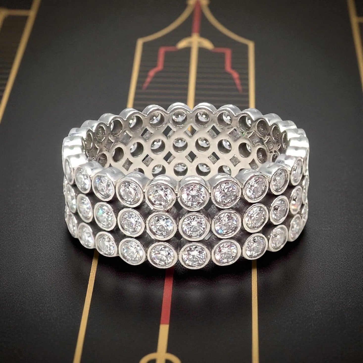 Tiffany & Co. Jewelry & Watches:Fine Jewelry:Rings Authentic! Tiffany & Co Platinum Diamond Three Row Jazz Band Ring Size 6