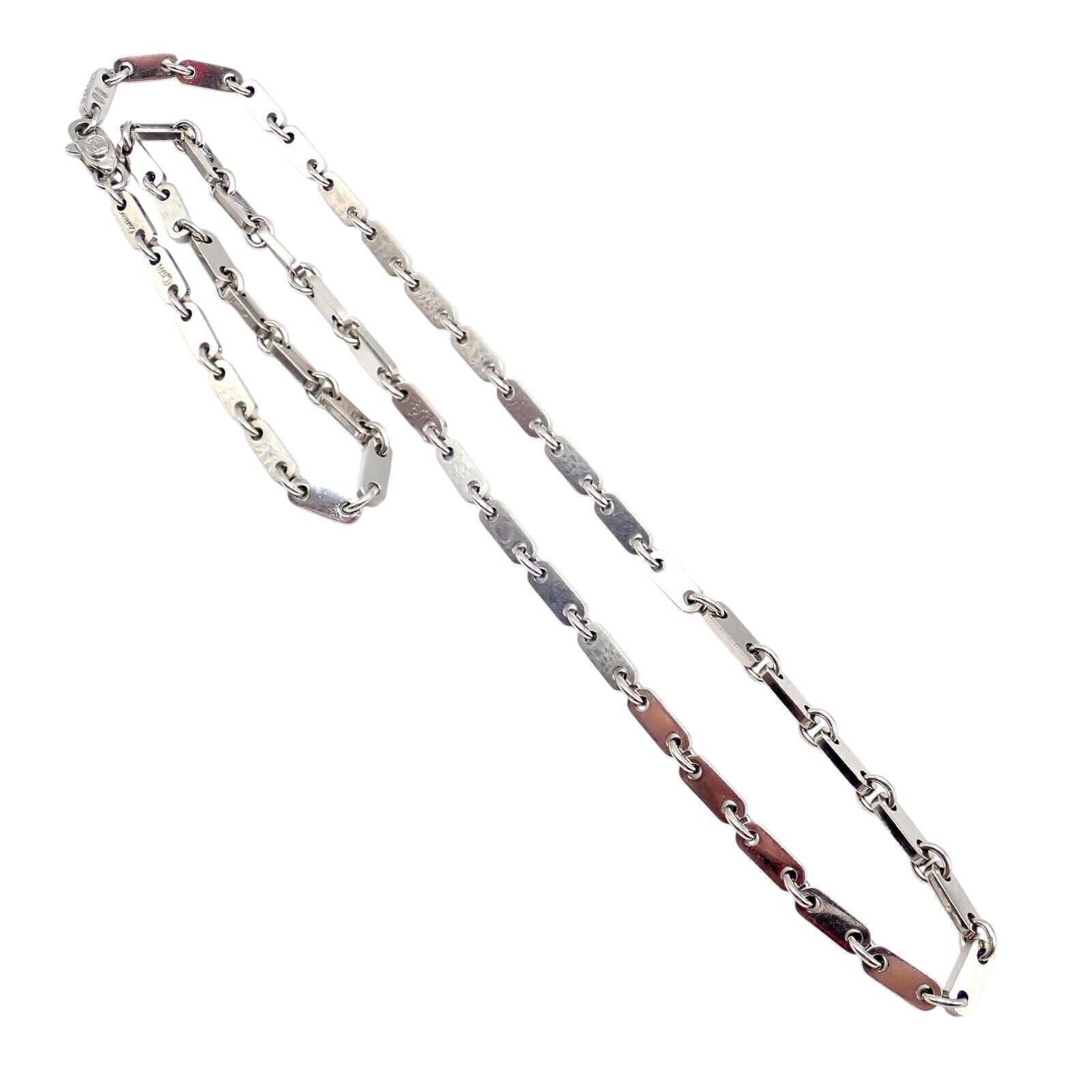Authentic! Cartier 18k White Gold Flat Link Necklace 17.75" 1998 | Fortrove