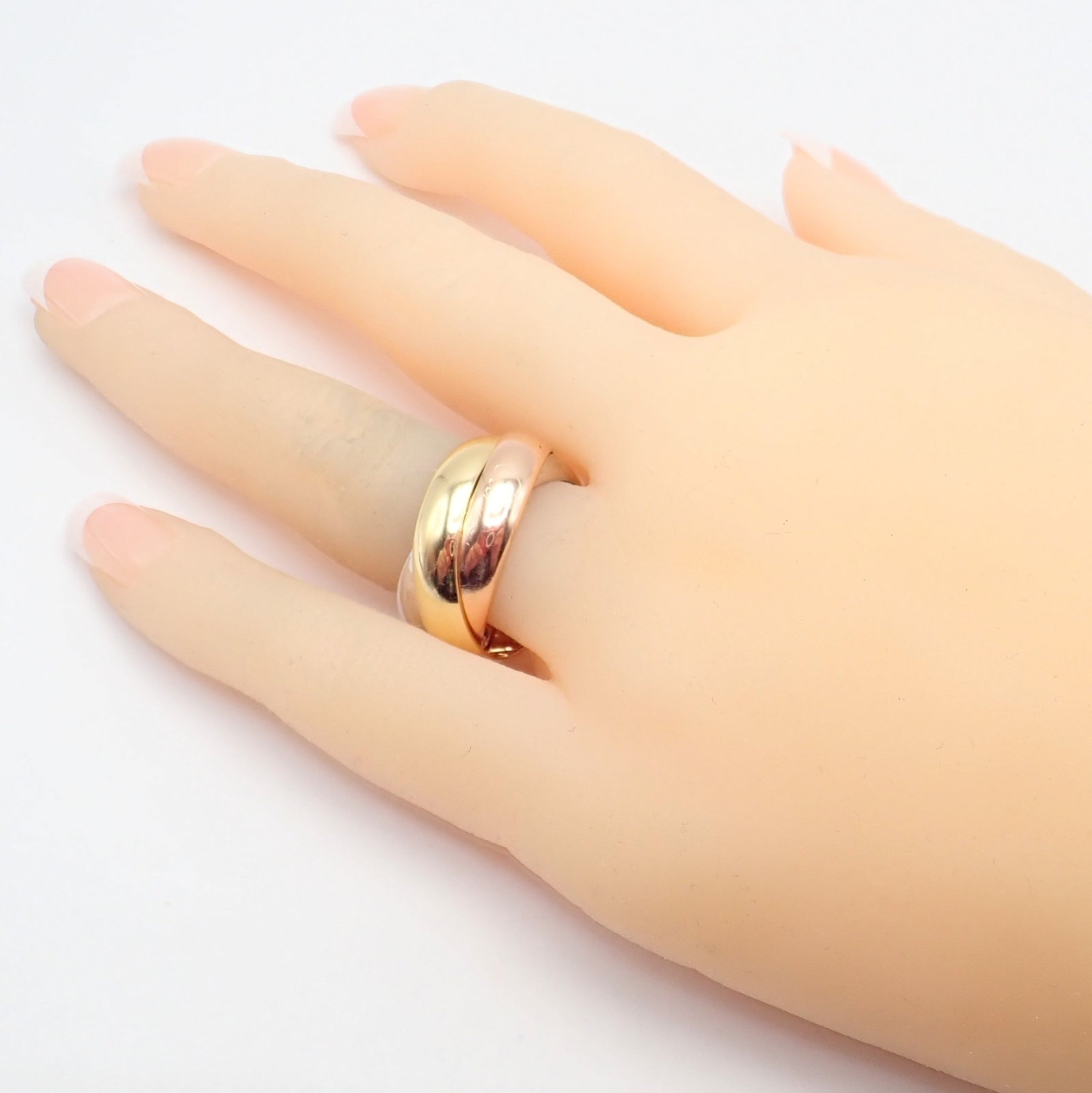 Authentic! Cartier Trinity 18k TriColor Gold Wide Band Ring + Papers sz 55 7.25 | Fortrove