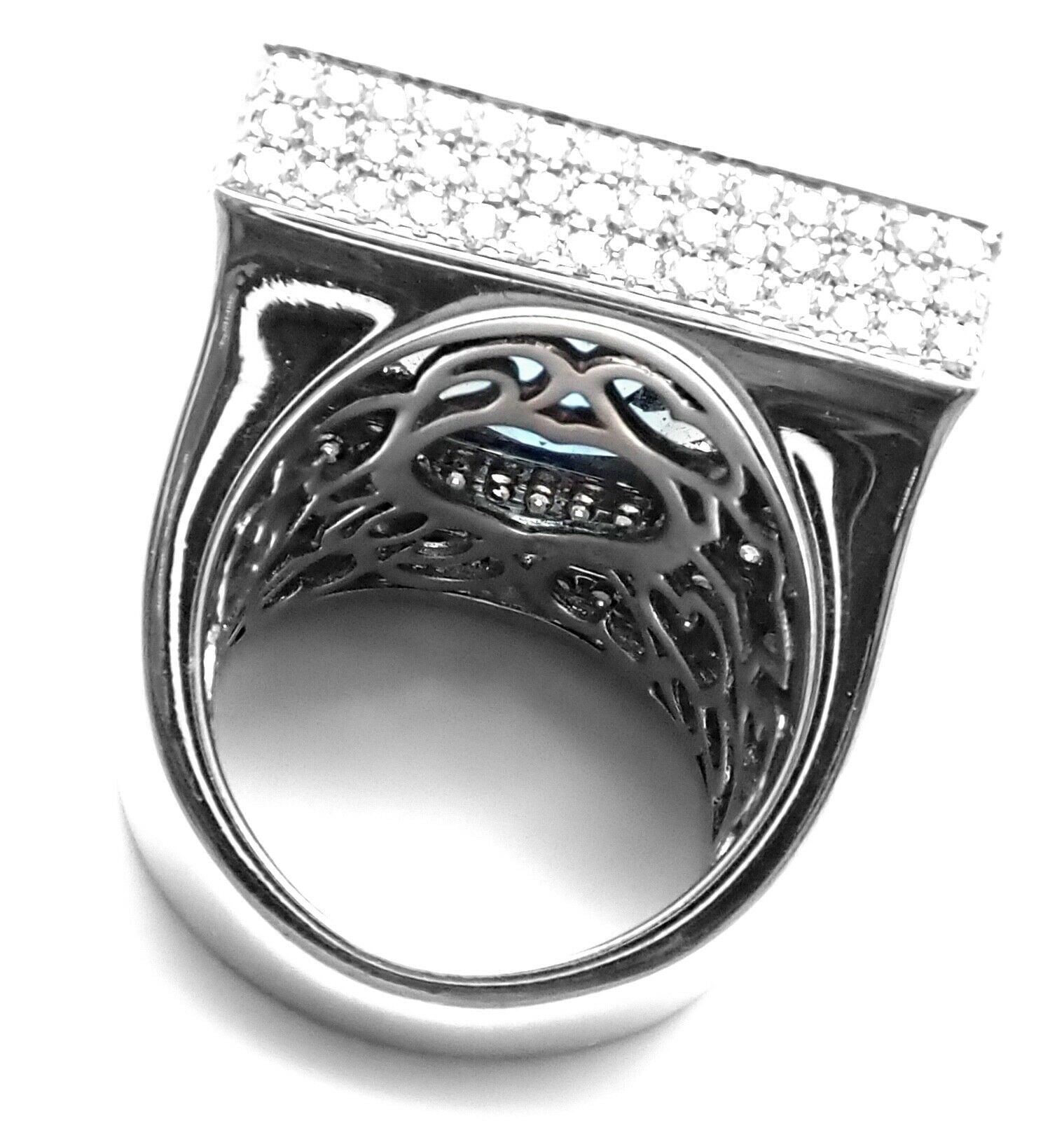 PASQUALE BRUNI Jewelry & Watches:Fine Jewelry:Rings Authentic! Pasquale Bruni 18k White Gold Diamond London Blue Topaz Large Ring