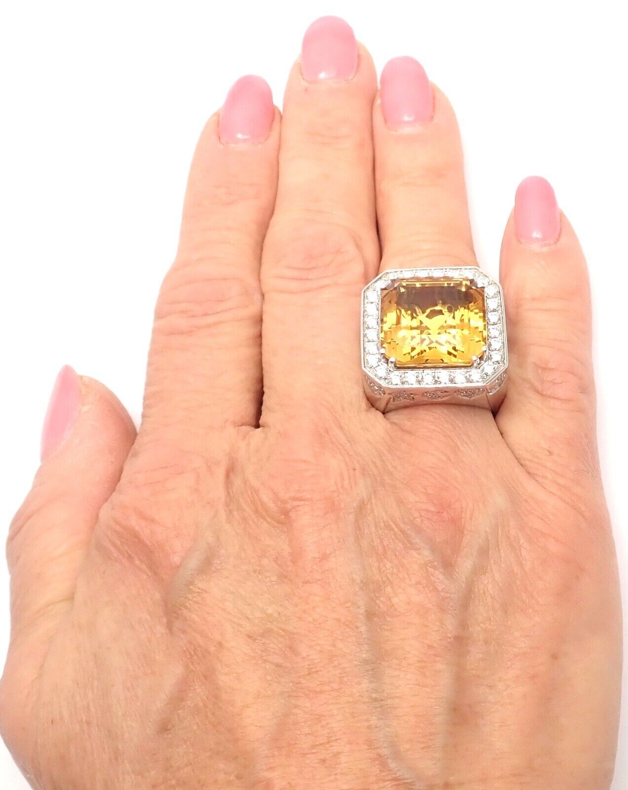 PASQUALE BRUNI Jewelry & Watches:Fine Jewelry:Rings Authentic! Pasquale Bruni 18k White Gold Diamond Citrine Large Ring