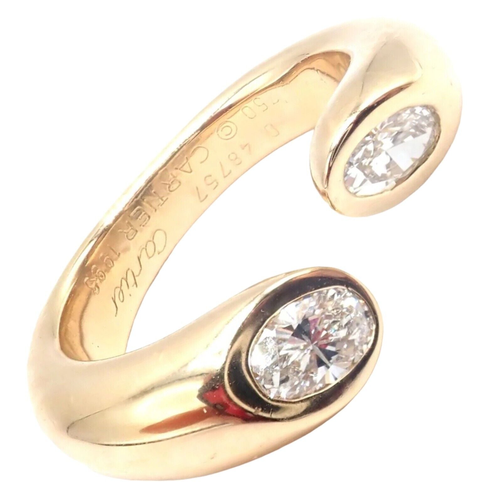 Cartier 18k Yellow Gold Diamond Ellipse Deux Tetes Croisees Bypass Band Ring | Fortrove