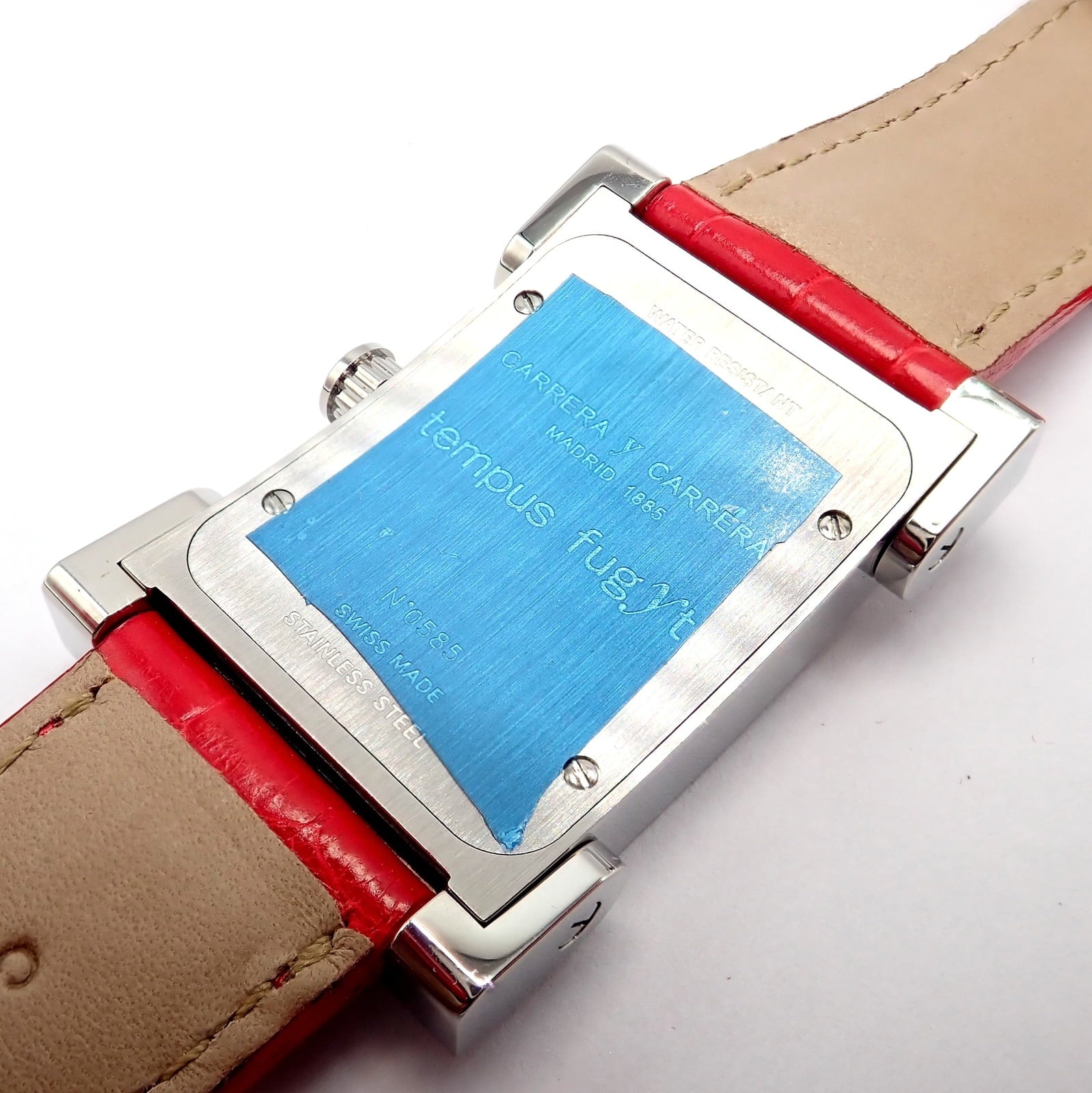 Carrera y Carrera Jewelry & Watches:Watches, Parts & Accessories:Watches:Wristwatches Carrera Y Carrera CyC Tempus Fugyt Diamond Red Alligator Band Ladies Watch +Box