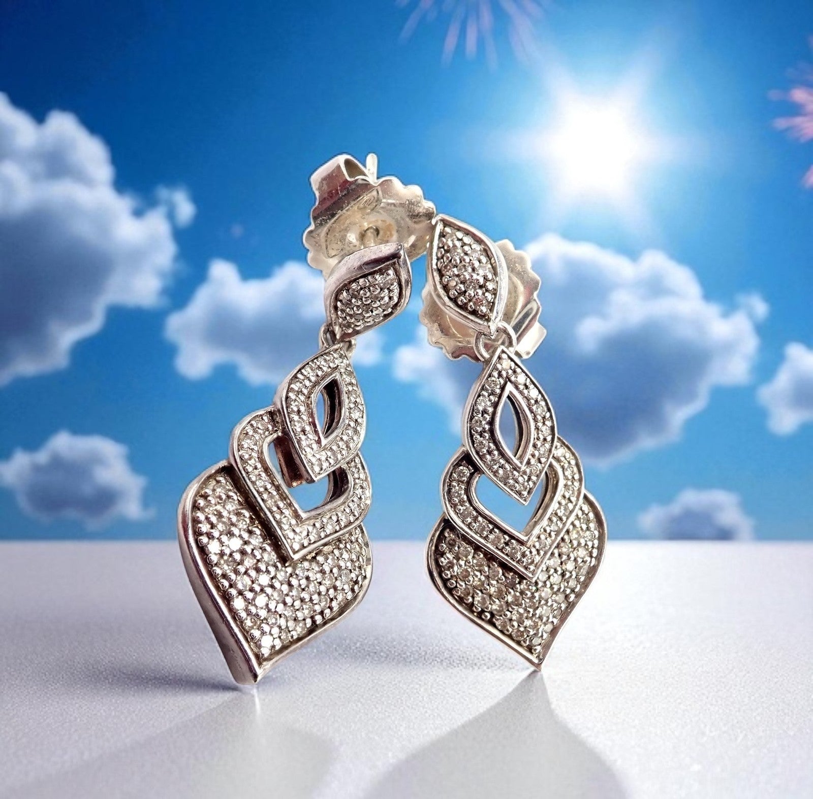 John Hardy Jewelry & Watches:Fine Jewelry:Earrings Authentic! John Hardy JH Silver Naga Diamond Heart Earrings