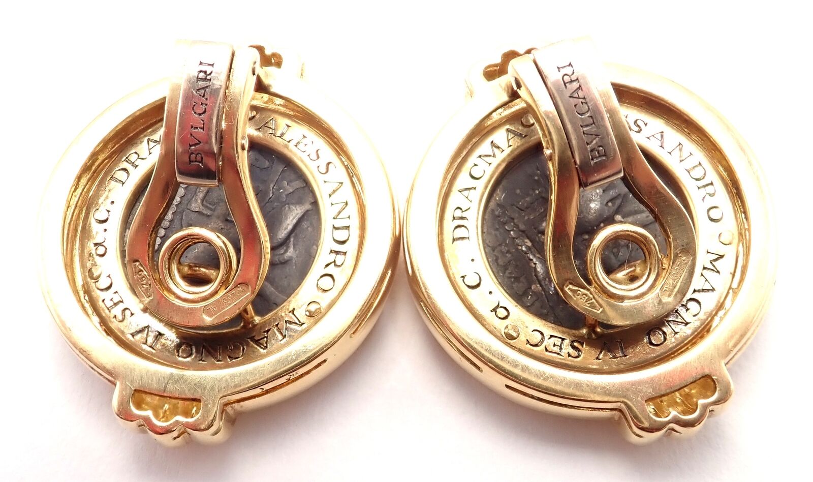 Vintage Bulgari Bvlgari 18k Yellow Gold Alexander The Great Coin Moneta Earrings | Fortrove