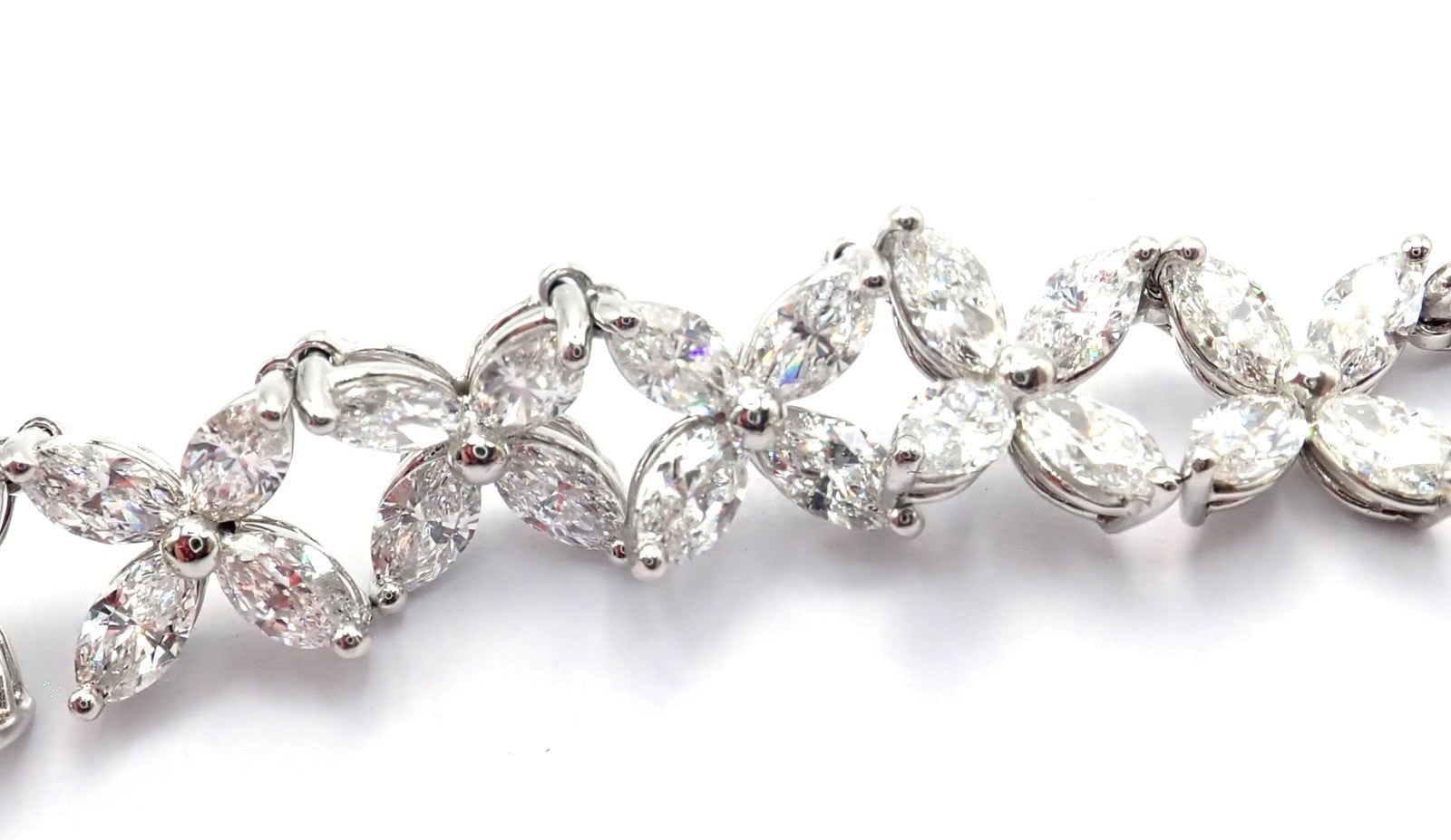 Authentic Tiffany & Co Victoria Platinum Graduated Marque Shape Diamond Necklace | Fortrove