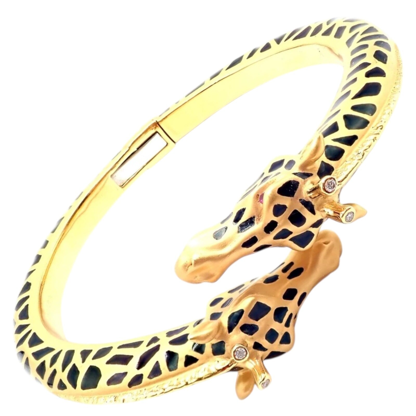 Carrera Y Carrera Giraffe 18k Yellow Gold Diamond Enamel Bangle Bracelet | Fortrove