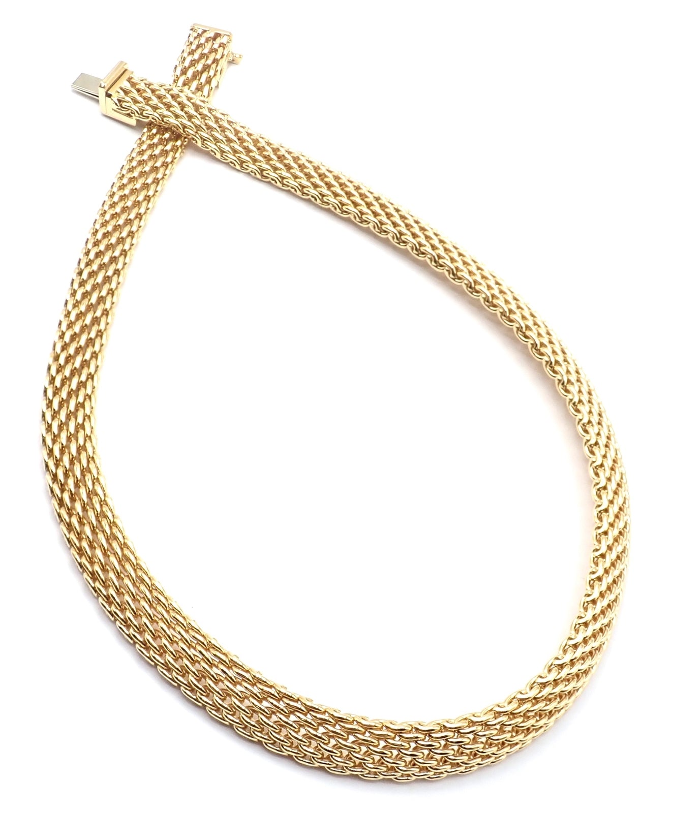 Authentic! Tiffany & Co 18k Yellow Gold Somerset Mesh 89.3 Grams Heavy Necklace | Fortrove