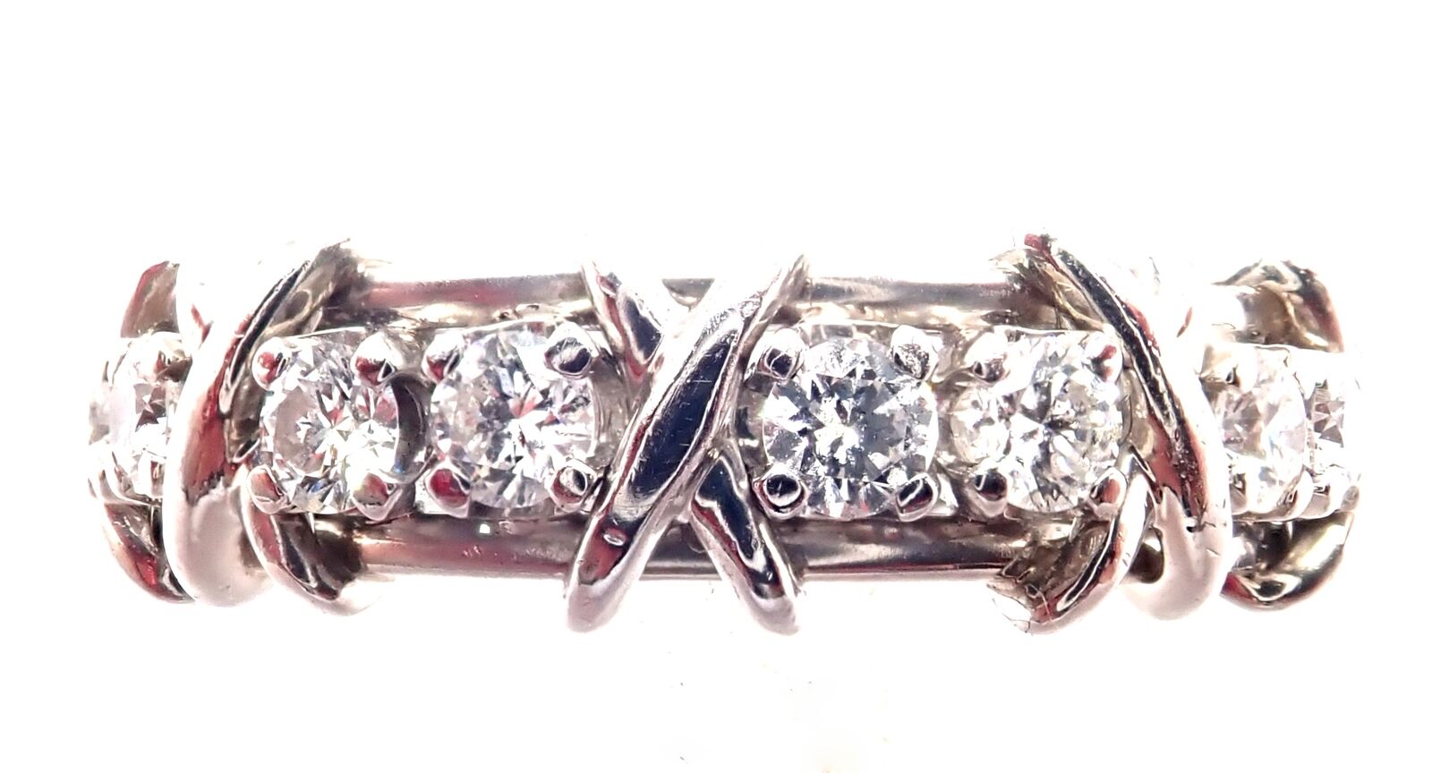 Tiffany & Co Jean Schlumberger Platinum 16 Stone Diamond Band Ring Size 8.25 | Fortrove