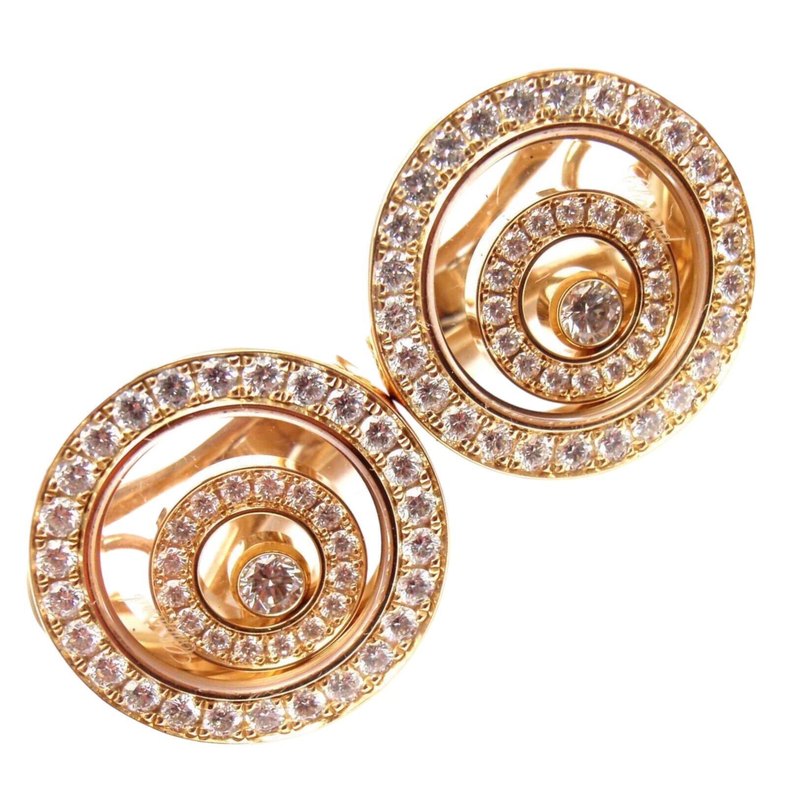 Authentic! Chopard 18k Yellow Gold Happy Spirit Diamond Earrings | Fortrove