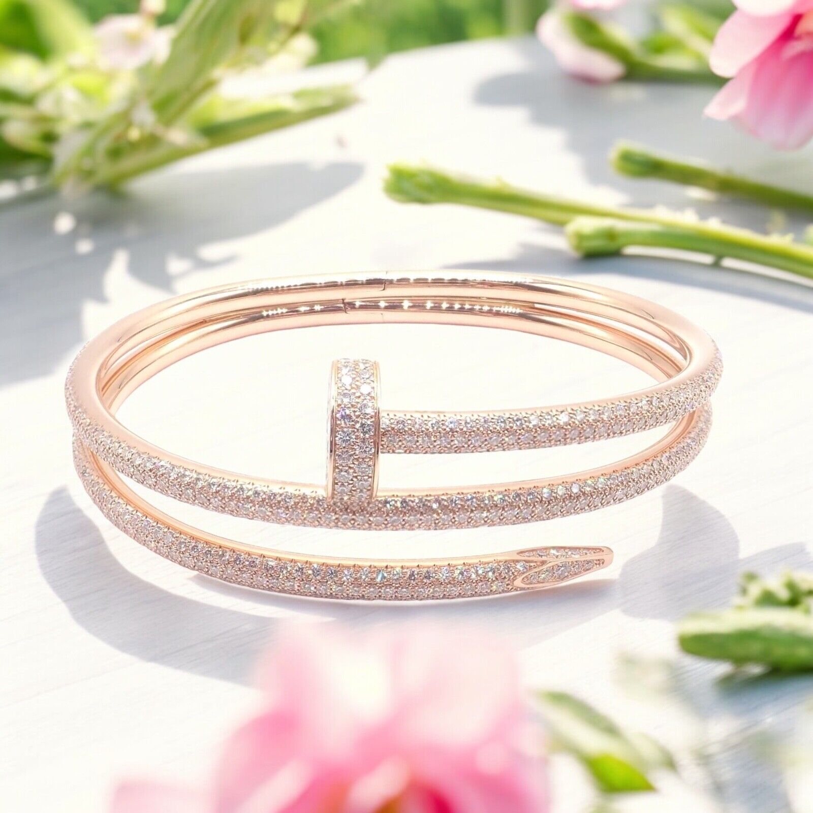 Cartier Juste un Clou Nail 18k Rose Gold Diamond Bangle Bracelet Size 16 Paper | Fortrove