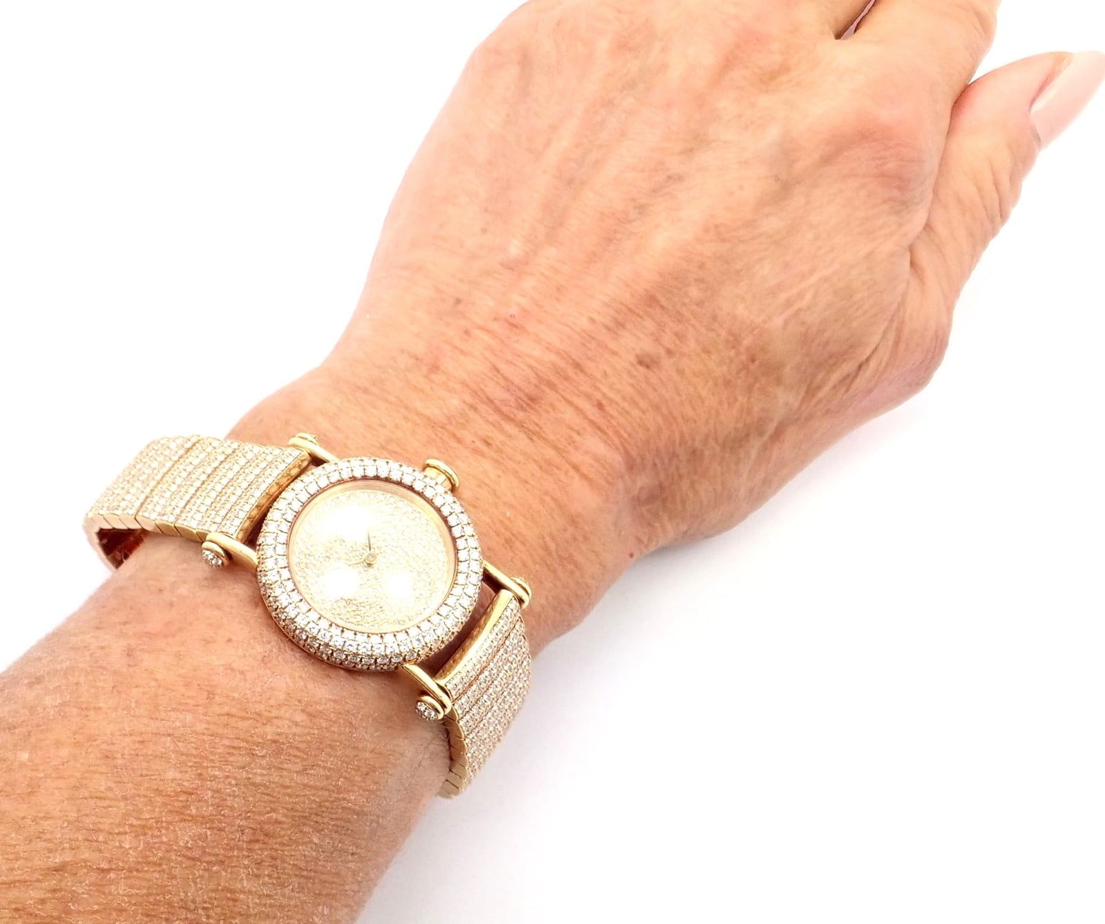 Cartier Jewelry & Watches:Watches, Parts & Accessories:Watches:Wristwatches Authentic! Cartier Diabolo Pave 15ct Diamond 18k Yellow Gold Quartz Watch 1450