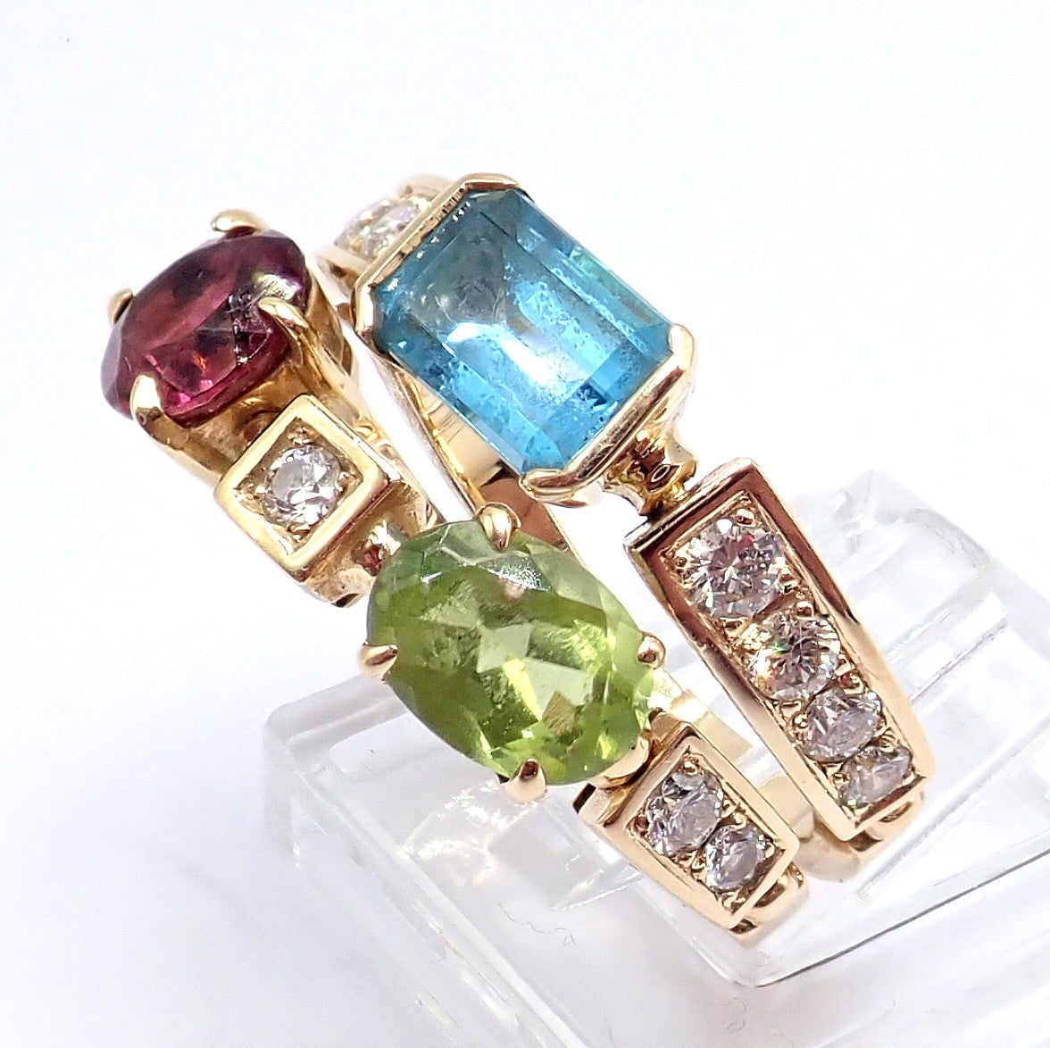 Bulgari Jewelry & Watches:Fine Jewelry:Rings Bulgari Bulgari Allegra 18k Gold Diamond Peridot Tourmaline Band Ring