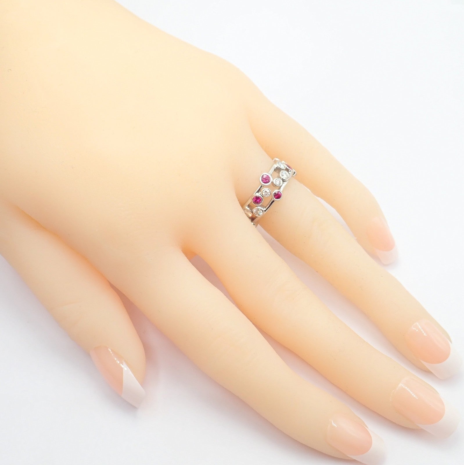 Authentic! Tiffany & Co Platinum Diamond Ruby Bubbles Band Ring Size 5.5 | Fortrove