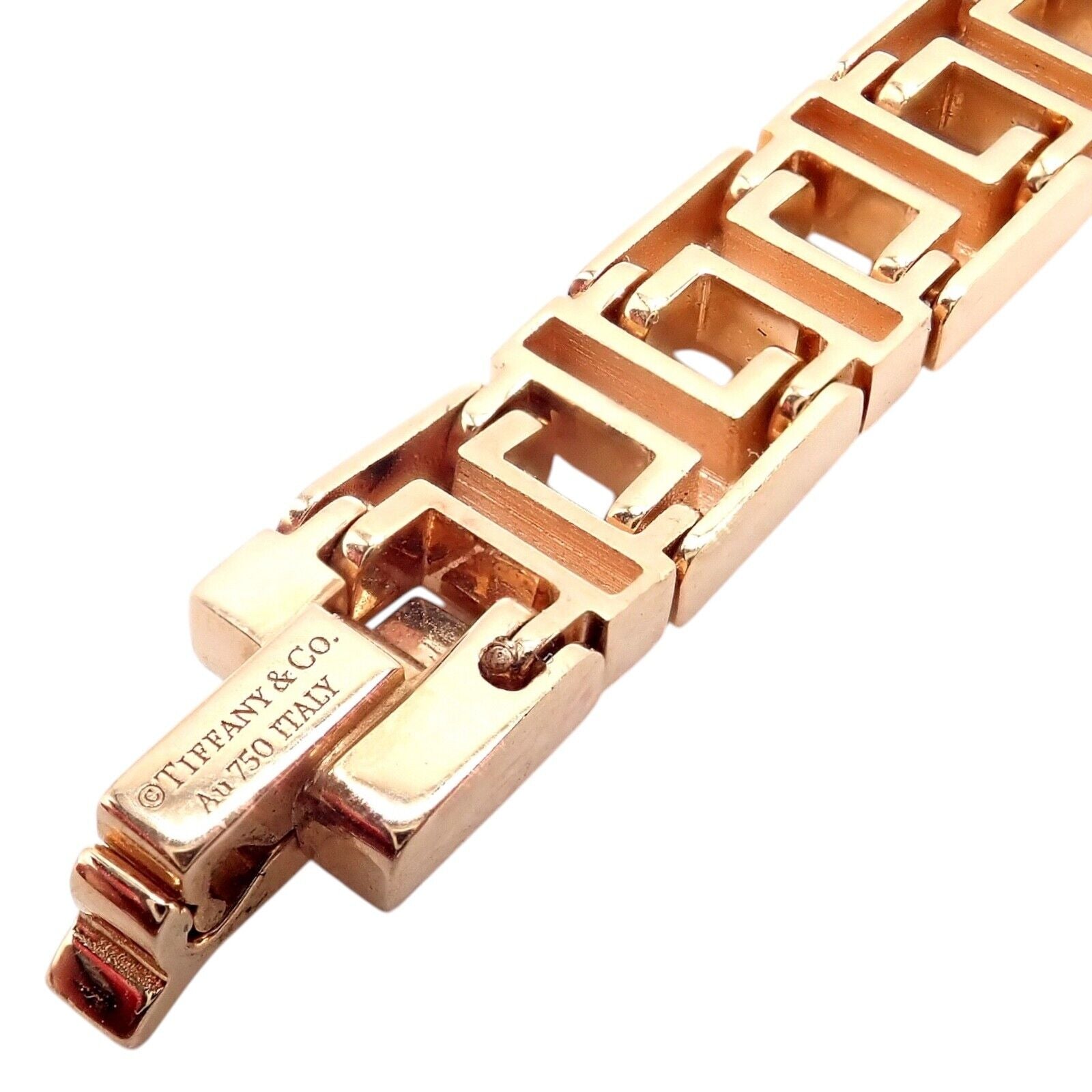 Authentic! Tiffany & Co 18k Rose Gold T Chain Link Bracelet | Fortrove