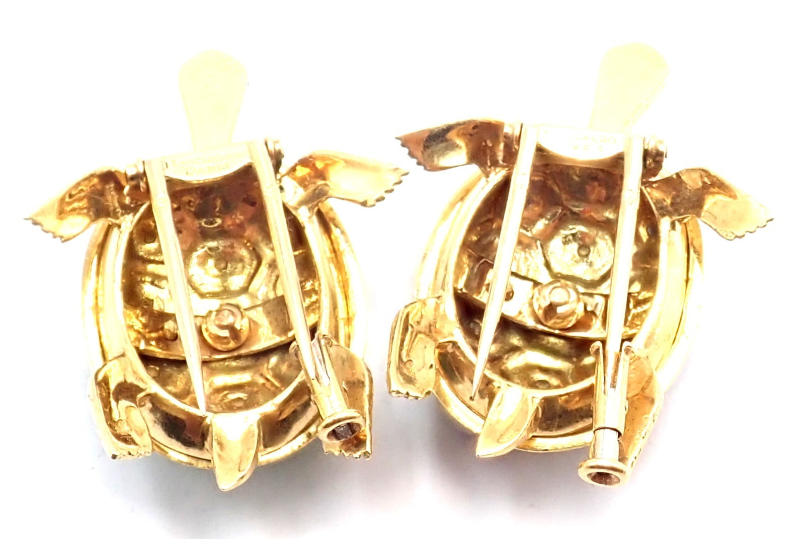 Boucheron Jewelry & Watches:Fine Jewelry:Brooches & Pins Vintage! Boucheron France 18k Yellow Gold Enamel Set Of Two Turtle Brooches