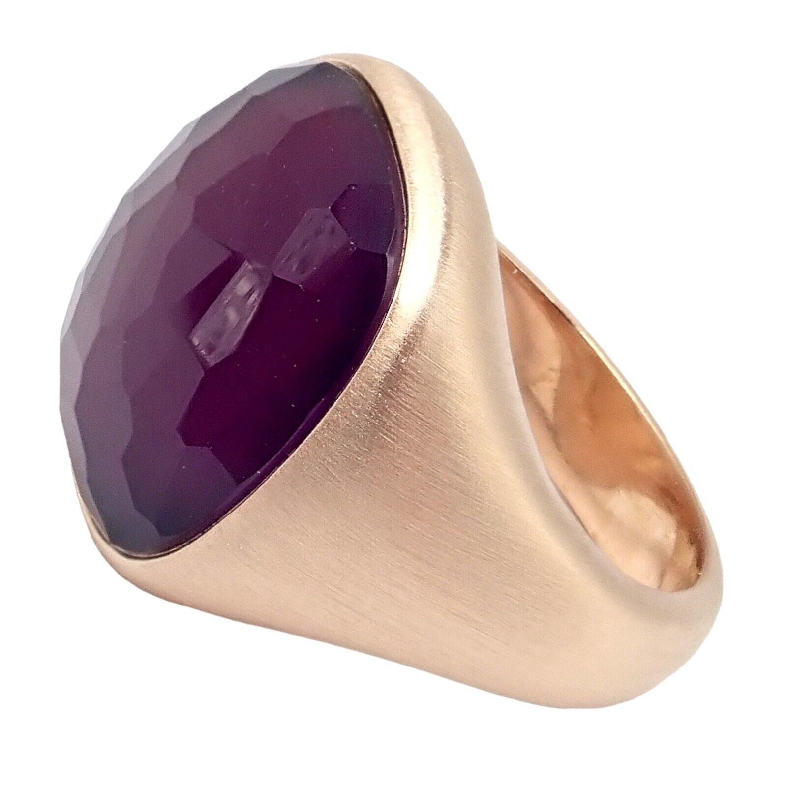 Authentic! Pomellato 18k Rose Gold Large Faceted Amethyst Victoria Ring sz 6.5 | Fortrove