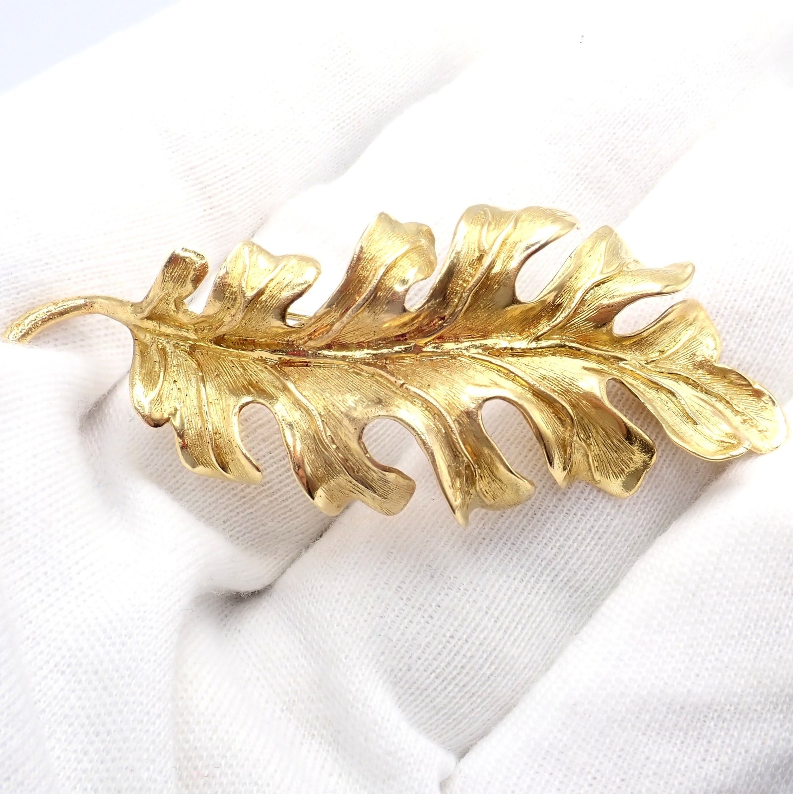 Vintage! Tiffany & Co. 18k Yellow Gold Leaf Pin Brooch | Fortrove