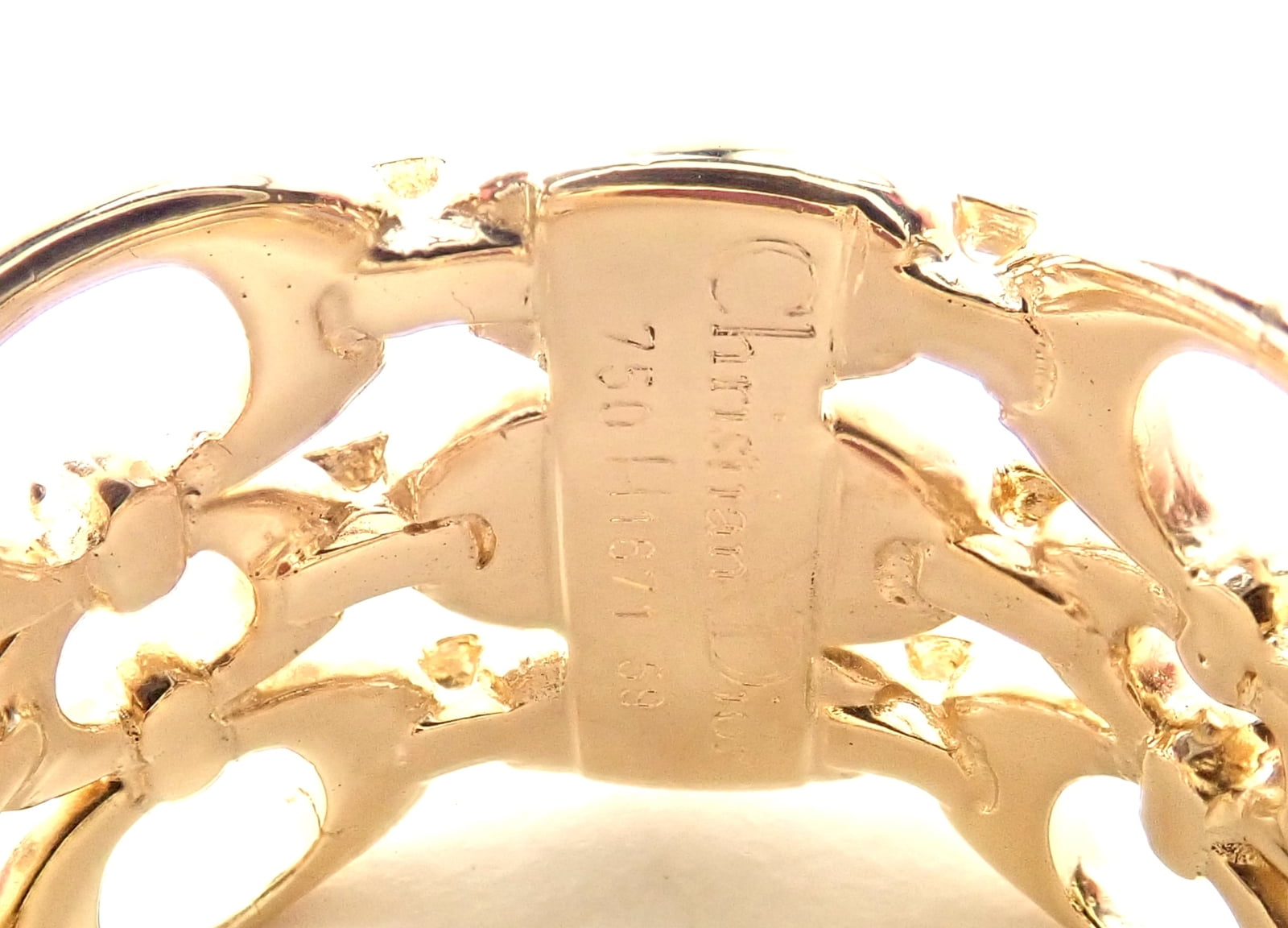 Christian Dior Jewelry & Watches:Fine Jewelry:Rings Authentic Christian Dior 18k Yellow Gold Diamond Large Pink Tourmaline Band Ring