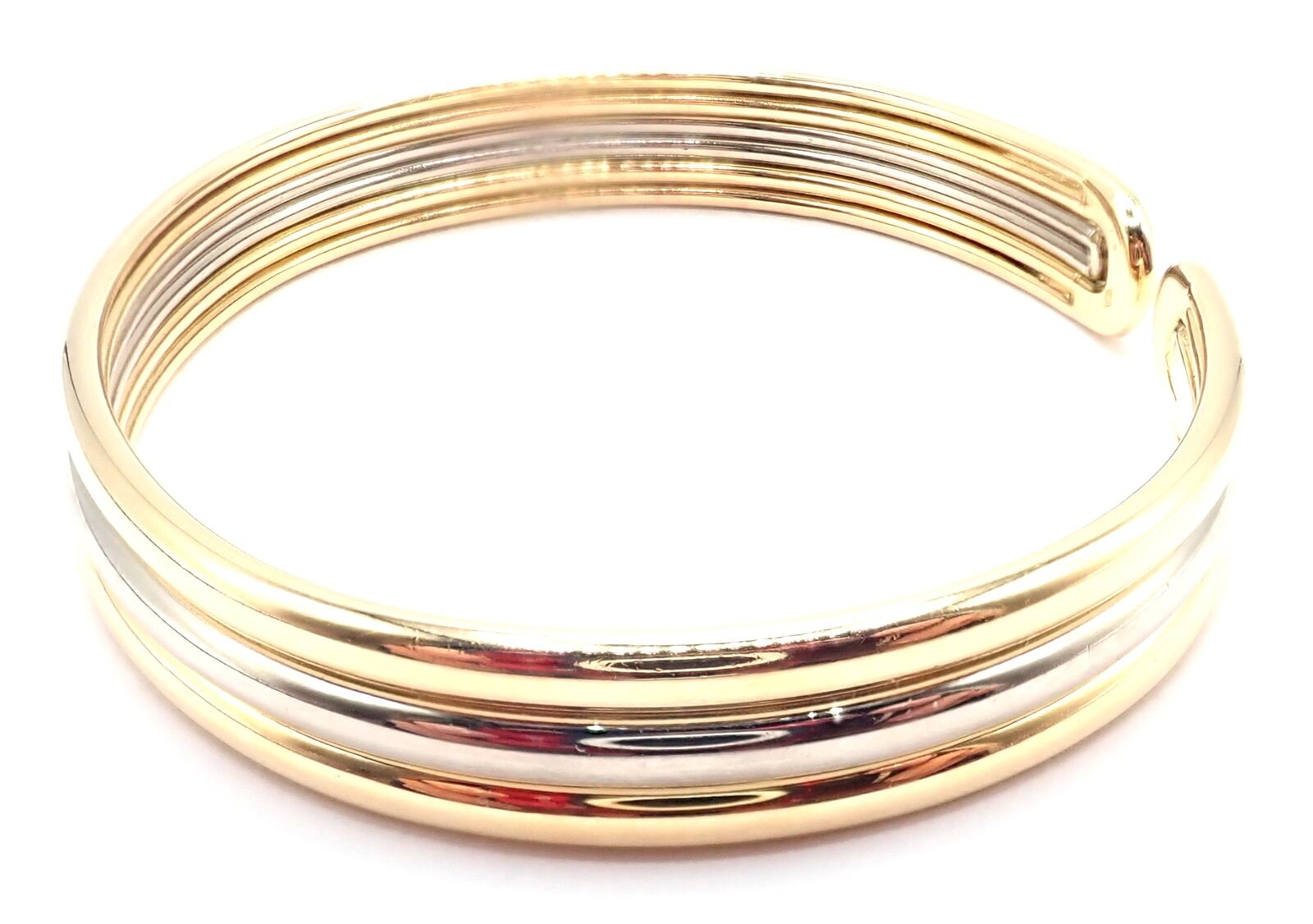 Authentic! Van Cleef & Arpels 18k Yellow & White Gold Bangle Cuff Bracelet Paper | Fortrove