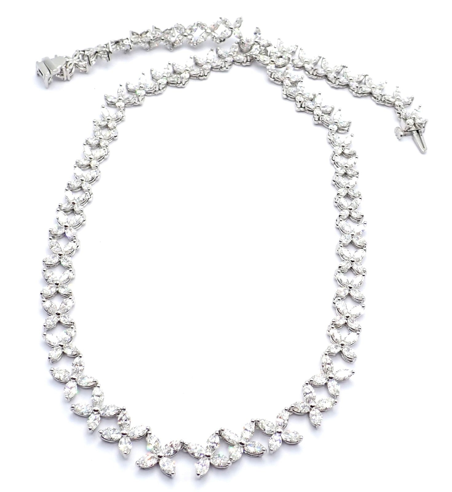 Tiffany & Co. Jewelry & Watches:Fine Jewelry:Necklaces & Pendants Authentic Tiffany & Co Victoria Platinum Graduated Marque Shape Diamond Necklace