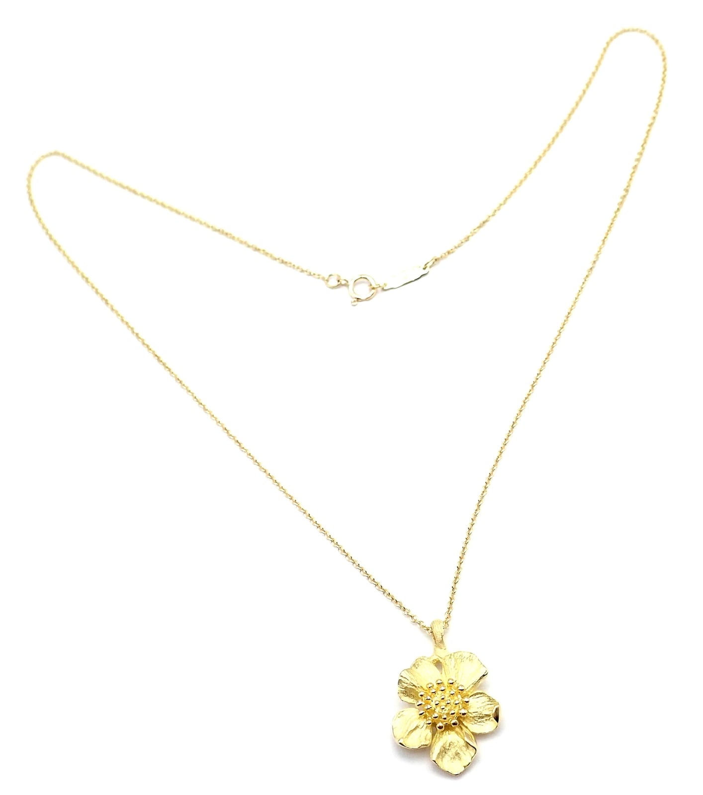 Tiffany & Co. Jewelry & Watches:Fine Jewelry:Necklaces & Pendants Authentic! Vintage Tiffany & Co 18K Yellow Gold Dogwood Flower Pendant Necklace