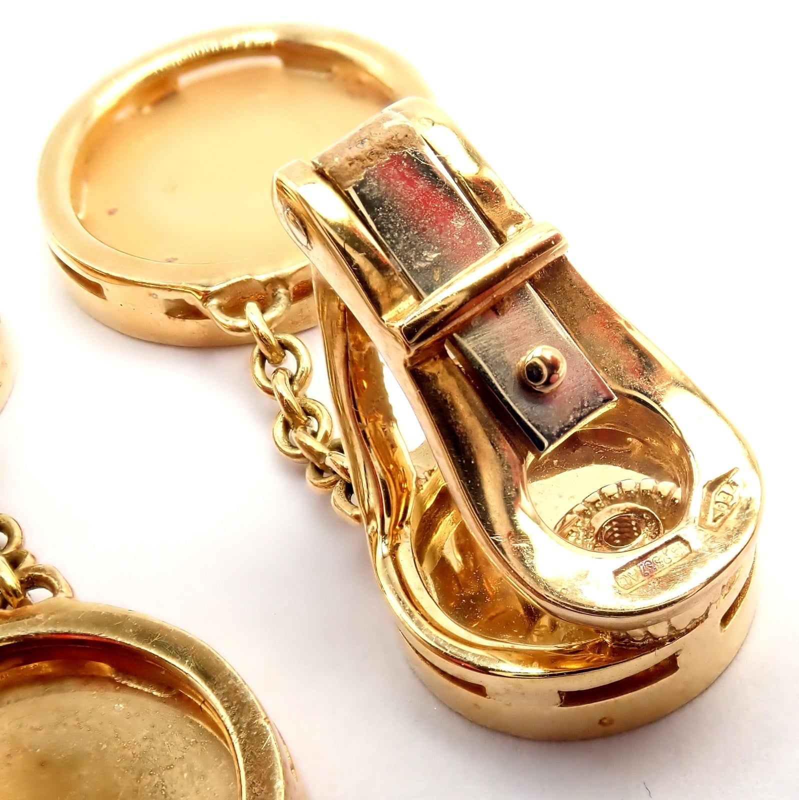 Bulgari Jewelry & Watches:Fine Jewelry:Earrings Rare! Authentic Bvlgari Bulgari 18k Yellow Gold Lapis Disc Double Logo Earrings