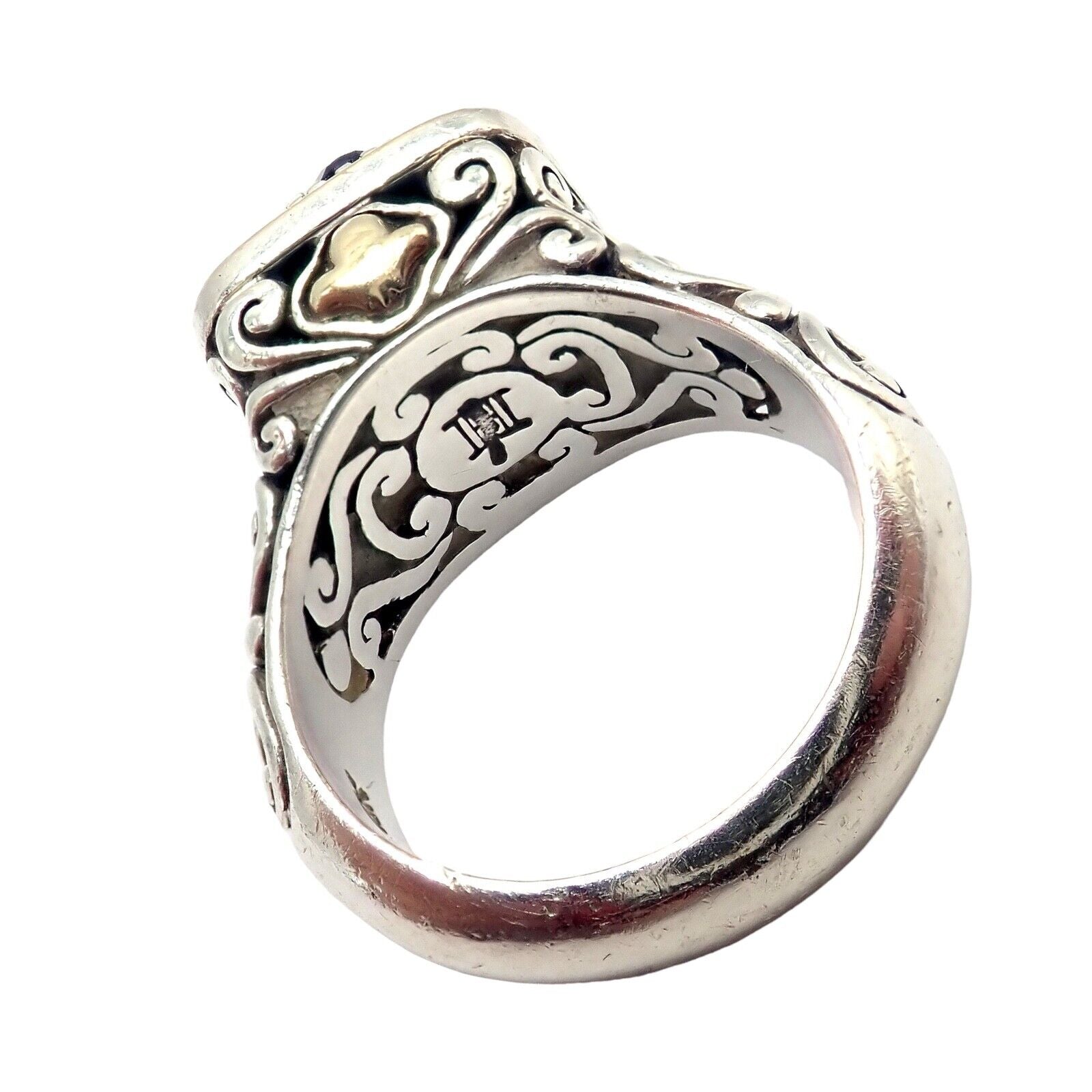 John Hardy JH Silver 18k Yellow Gold Classic Lava Fire Amethyst Tourmaline Ring | Fortrove