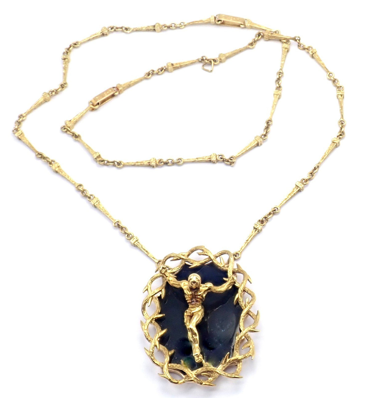 Salvator Dali Jewelry & Watches:Fine Jewelry:Necklaces & Pendants Salvador Dali 18k Gold Black Onyx Christ Saint John Cross Bracelet Necklace Cert