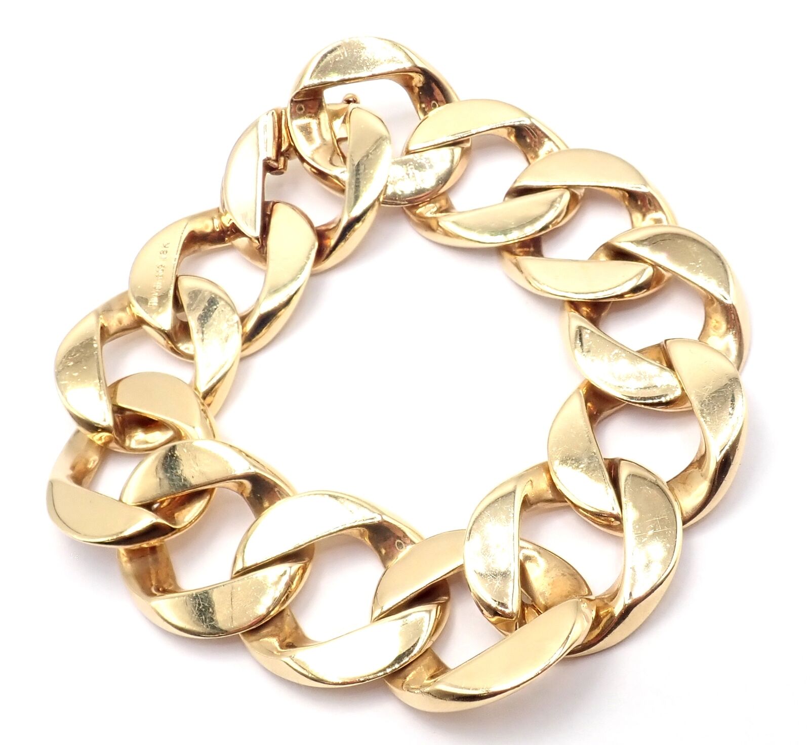 Authentic! Vintage Tiffany & Co 18k Yellow Gold Large Heavy Curb Link Bracelet | Fortrove