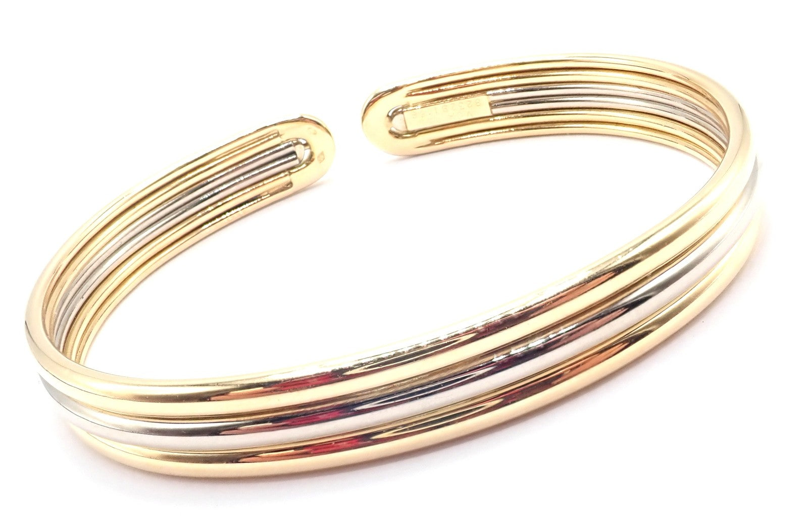 Authentic! Van Cleef & Arpels 18k Yellow & White Gold Bangle Cuff Bracelet Paper | Fortrove