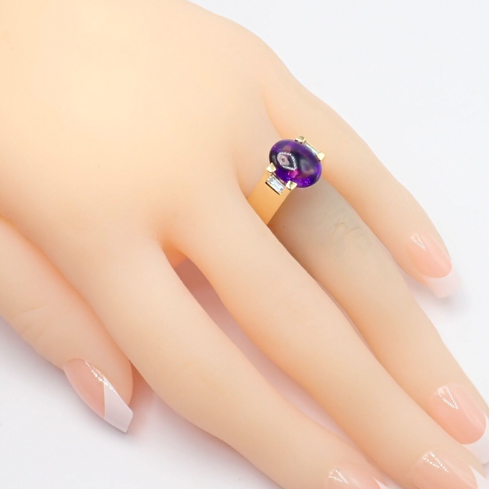 Authentic! Cartier Tankissi 18k Yellow Gold Diamond Large Amethyst Ring | Fortrove