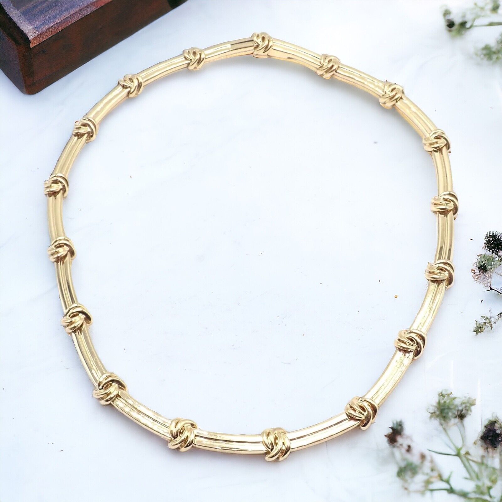 Authentic! Vintage Tiffany & Co 18k Yellow Gold Knot Link Necklace | Fortrove