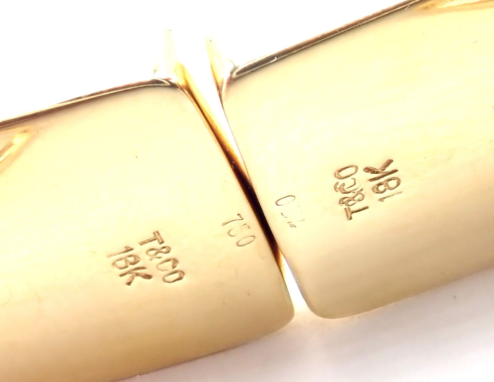 Tiffany & Co Cummings 18k Yellow Gold Inlaid Black Jade MOP Domino Earrings | Fortrove